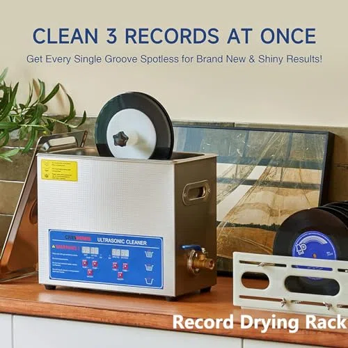 Ultrasonic Vinyl Record Cleaner 8 LPs Contemporaneamente, Sistema a doppia faccia a rotazione automatica con timer, strumento di ripristino professionale dell'LP per la rimozione della polvere, costru