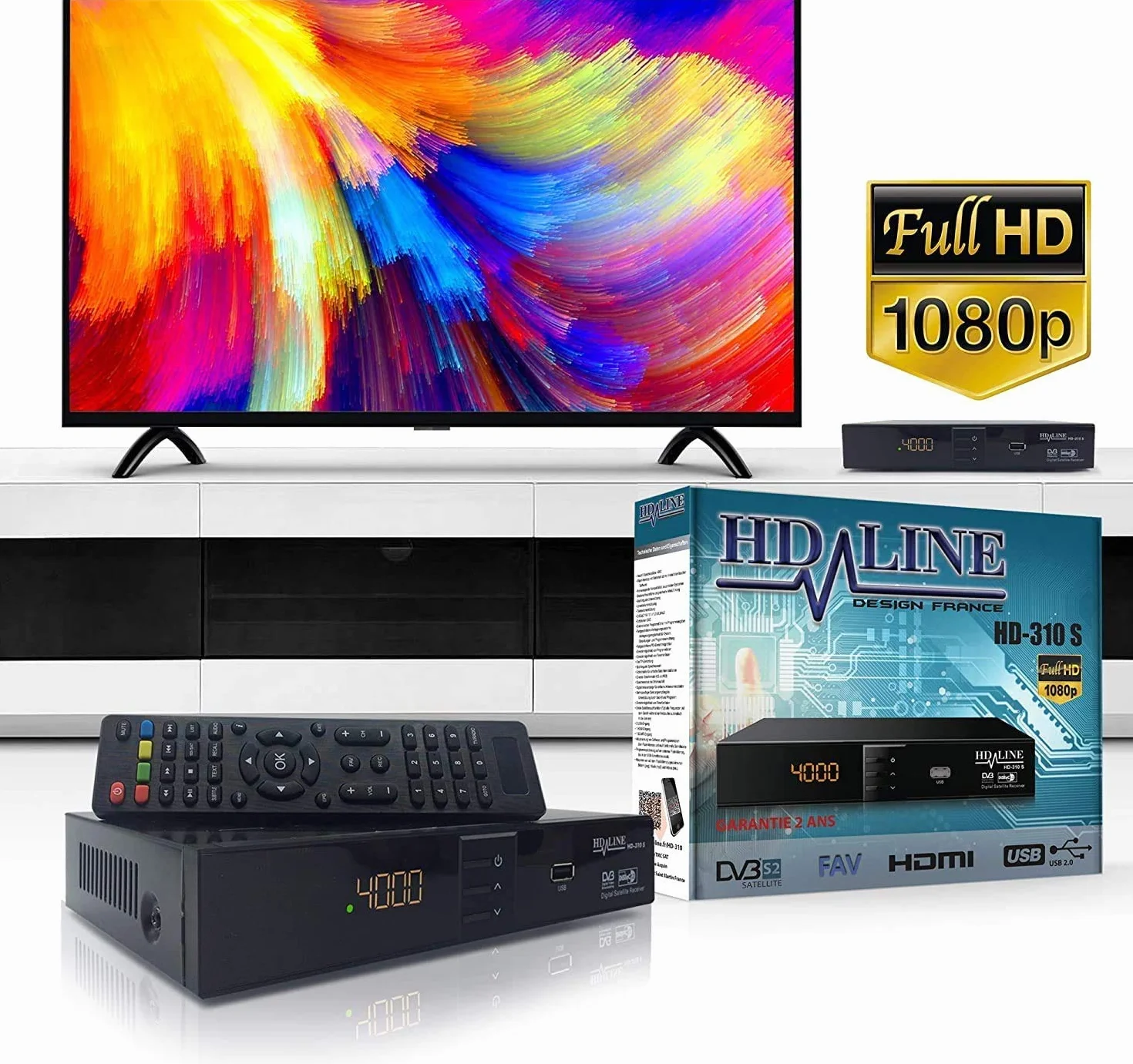 hd-line Ricevitore satellitare HDMI, DVB S2, per HD, digitale TV DVB-S Solo per i canali tedeschi