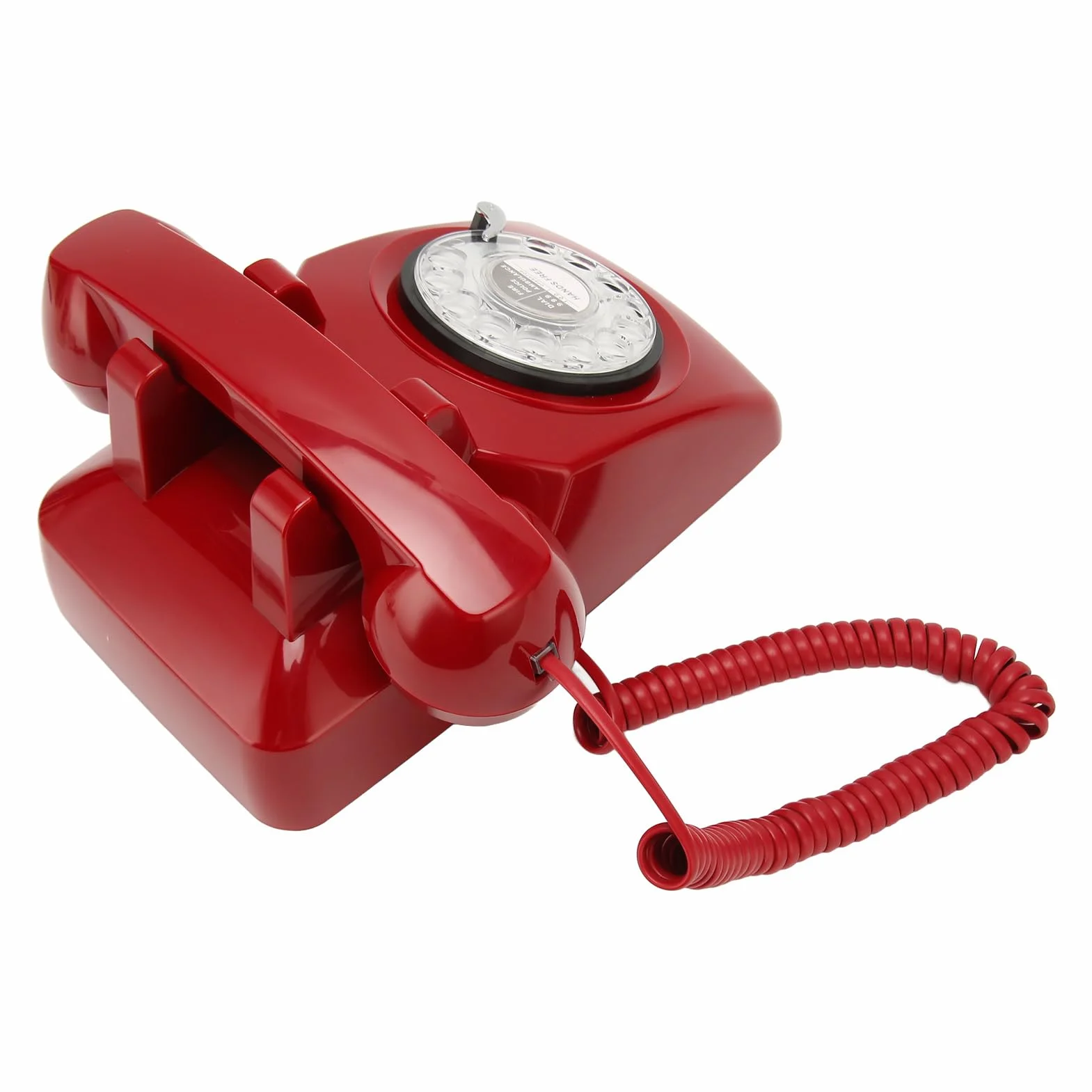 Telefono retrò Rotante con Elegante Design Vintage per Uso Domestico e in Ufficio, Realizzato in Resistente Materiale ABS (Rosso)