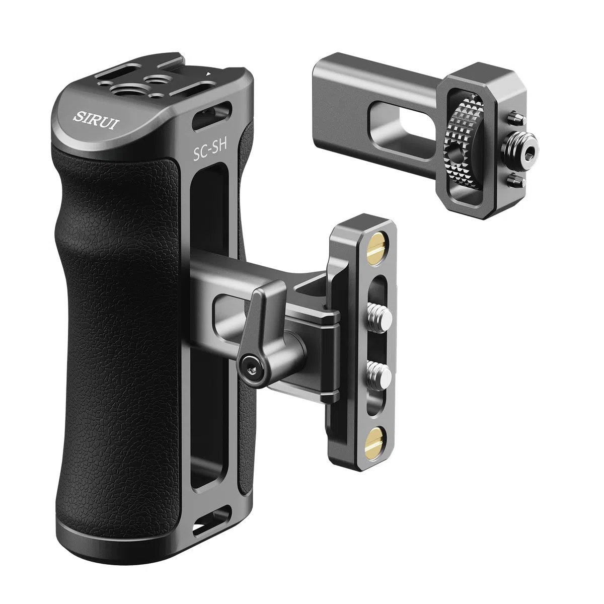 SIRUI SC-SH Maniglia Laterale con NATO e 3/8"-16 Locating Pin per ARRI, Impugnatura Ergonomica Laterale in Alluminio per Gabbie per Fotocamere, 50 mm Regolabile Su/Giù, Attacco Cold Shoe Incorporato