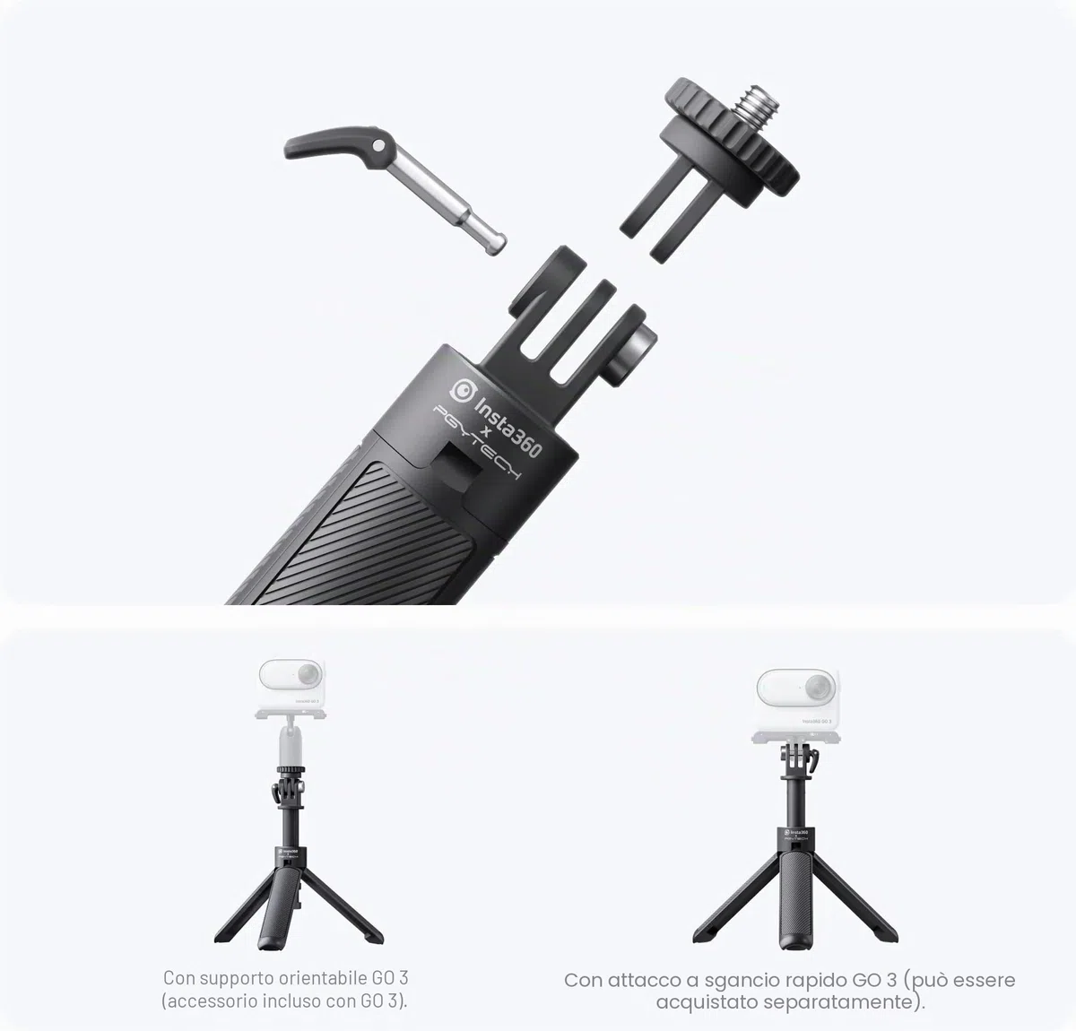 insta360 Mini treppiede 2 in 1 per X3,Link,ONE RS,ONE R,ONE X2,GO 2,ONE X, nero