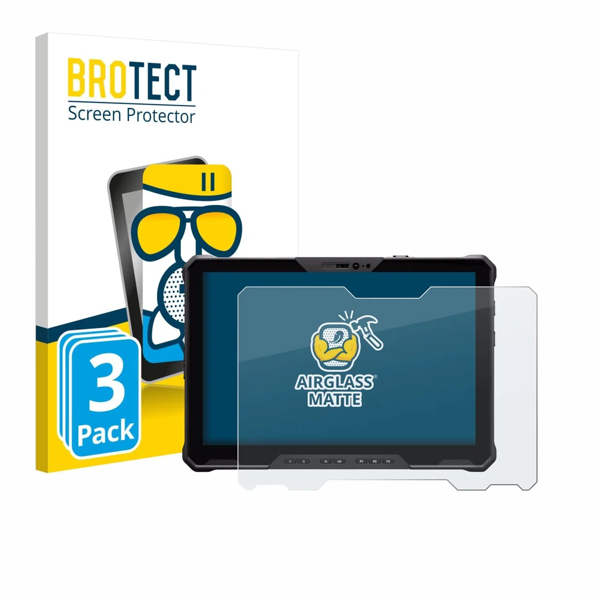 brotect 3 Pezzi Pellicola Vetro per Dell Pro Rugged 12 RA02260 | Opaca Protezione Schermo Made in Germany, Anti-Riflesso Durezza 9H Anti-Graffio