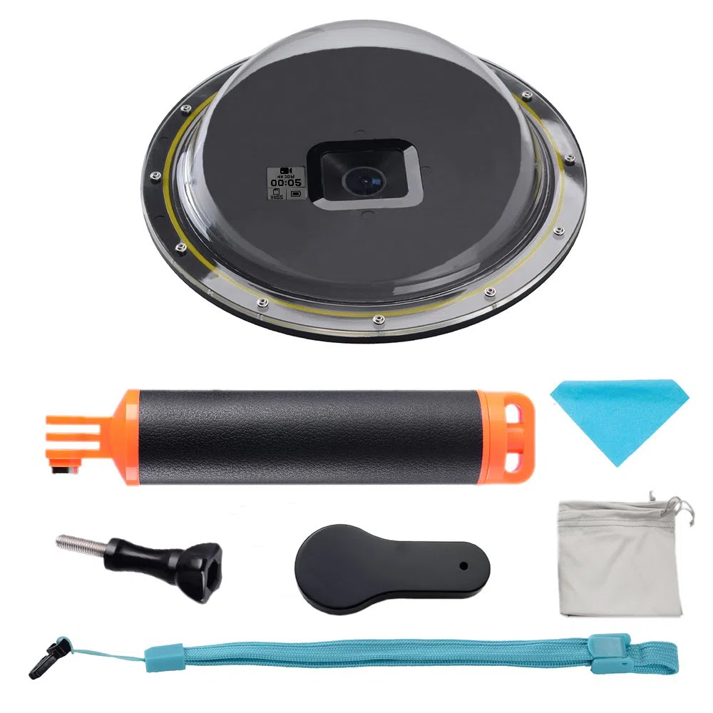 Suptig - Dome per GoPro Hero 7 black Hero 6 Hero5 con custodia impermeabile e impugnatura galleggiante per fotografia subacquea