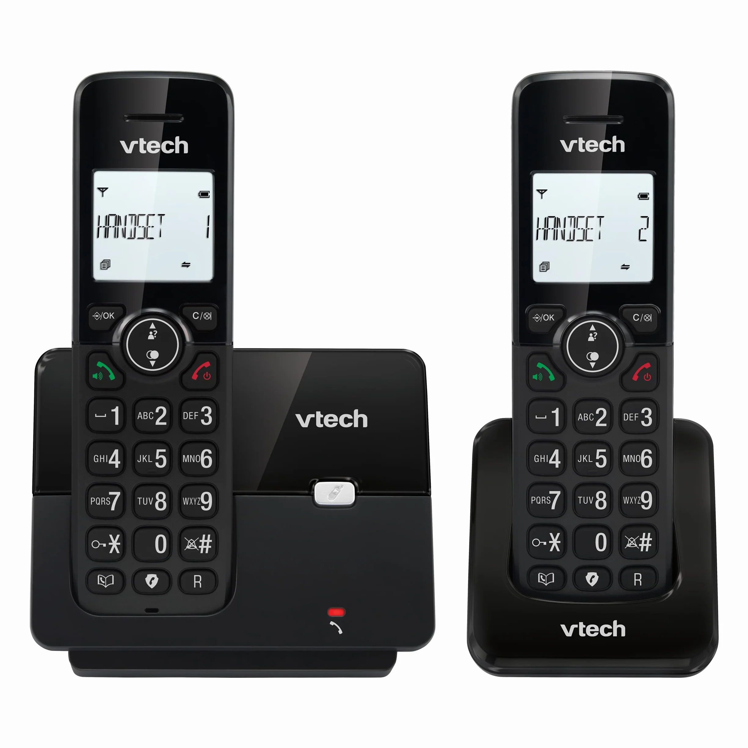 VTech CS2001 Telefono Cordless Casa duo con vivavoce e blocco chiamate, DECT Telefono fisso, identificatore di chiamate, display retroilluminato, tasti grandi, 30 Rubrica nomi e numeri, modalità ECO