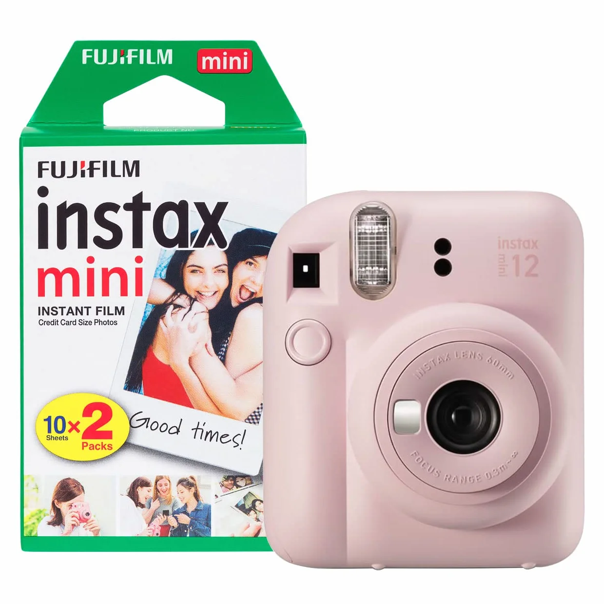 Fujifilm Instax Mini 12 - Fotocamera istantanea con confezione da 20 pellicole, colore: Rosa