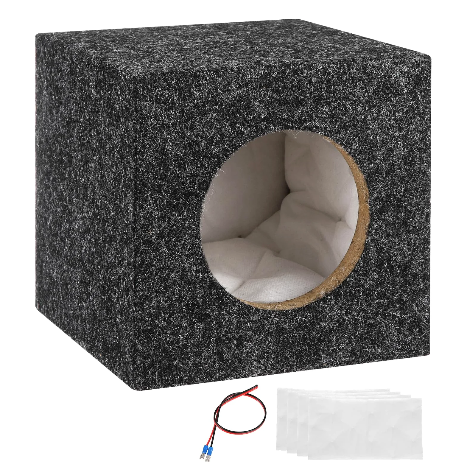 sourcing map Contenitore per altoparlanti in legno con porte da 5 pollici, scatole per subwoofer grigie a ventilazione singola scatola per altoparlanti per camion audio per veicoli domestici fai da te