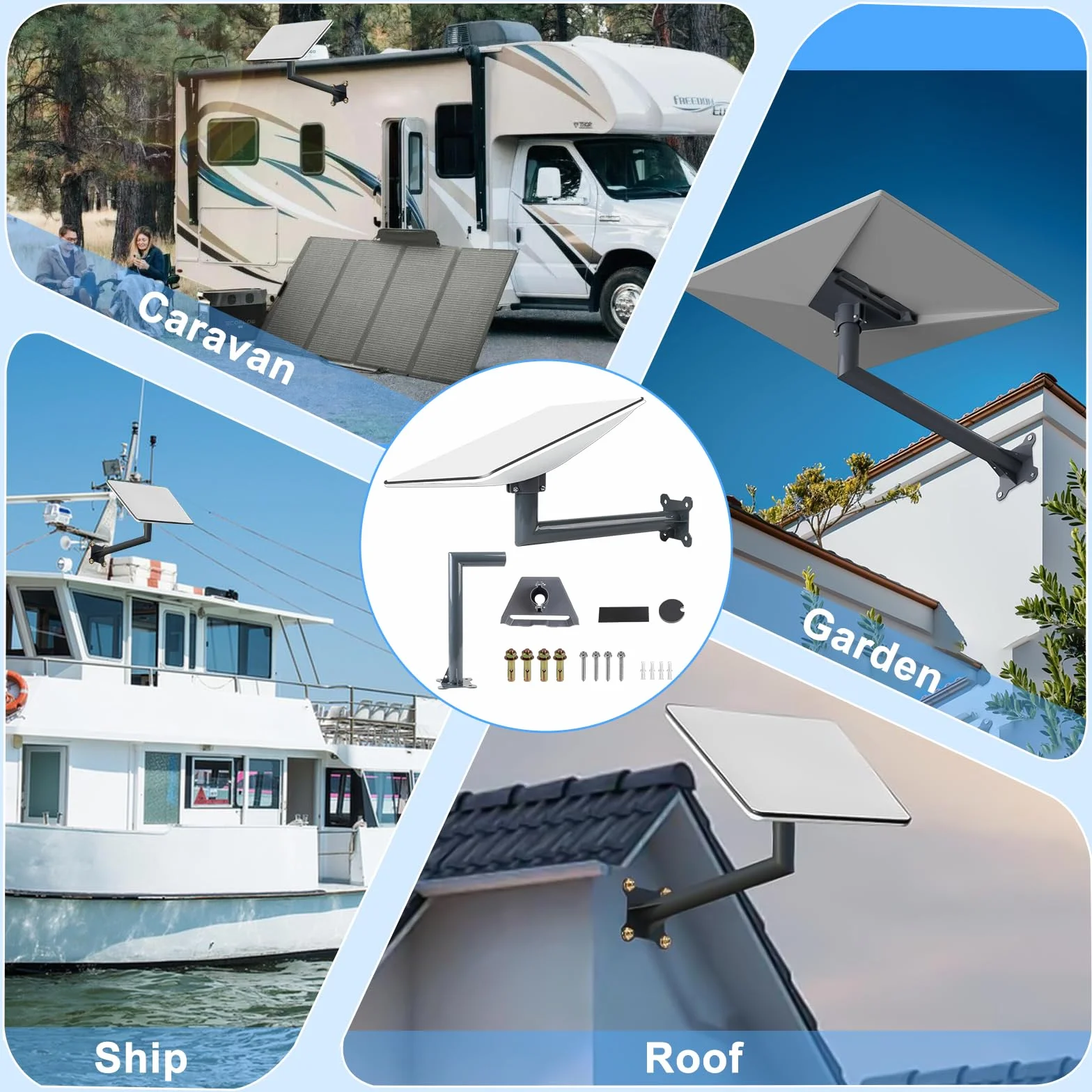 EXLECO Supporto Starlink Gen 3/Gen 2, Adattatore per Tubo Starlink V3/V2 Staffa Palo Starlink Regolabile a 360 Gradi Compatibile con Piatto Standard Starlink Dishy, Starlink Pole Mount V3/V2