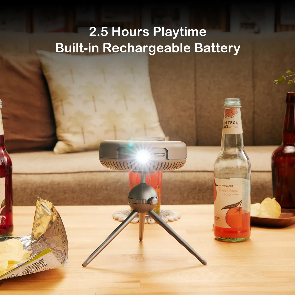 Mini proiettore, proiettore tascabile portatile con supporto regolabile, proiettore DLP per biscotti, WiFi e Bluetooth, supporto 1080P, batteria ricaricabile e sistema Android per esterni/home theater