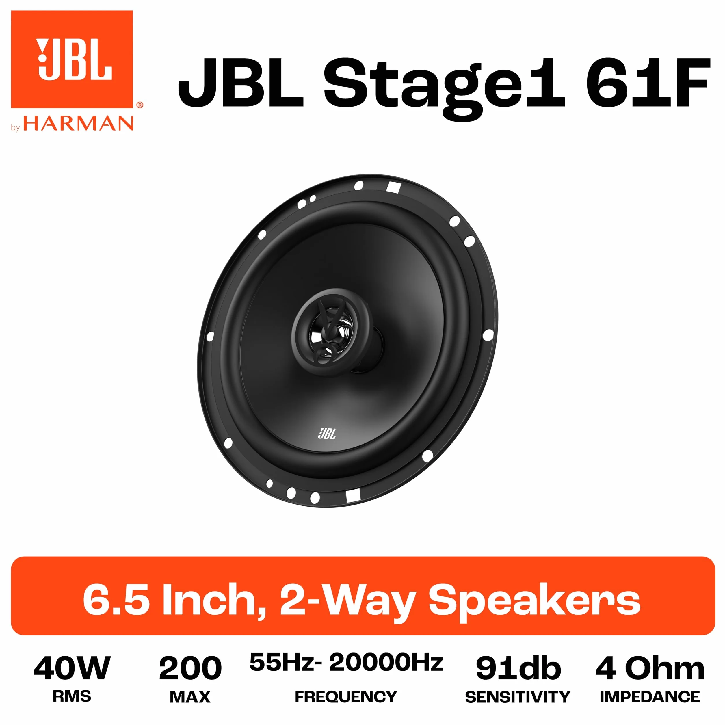JBL Stage1 61F Set di Altoparlanti Auto a 2 Vie di Harman Kardon - Casse Auto 16,5cm | 165mm | 6,5 pollici da 200 watt - 40 watt RMS