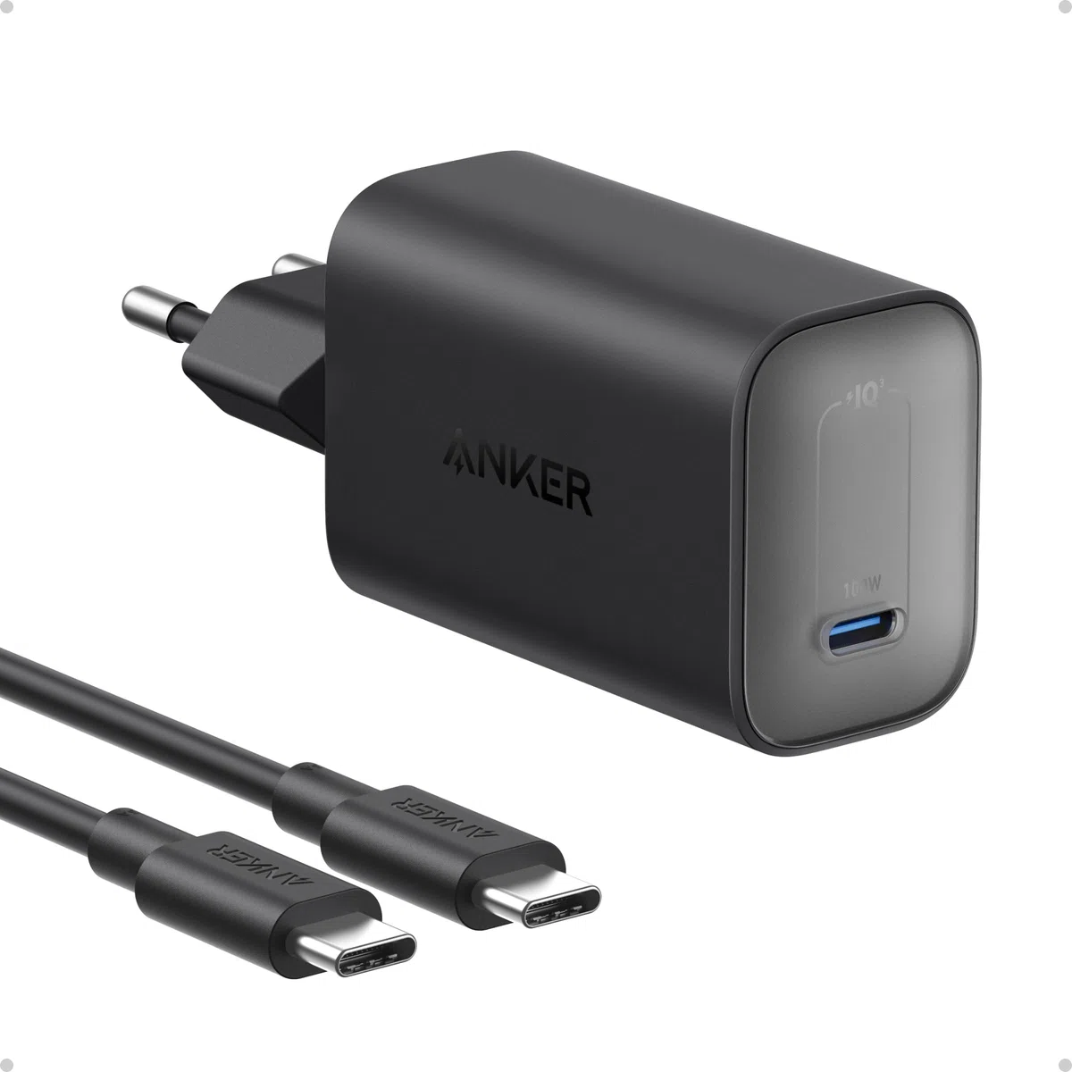 Anker Nano Caricatore USB C 100W, per iPhone 17 Pro Max Air/16/15, Galaxy e tutti i Dispositivi USB-C(cavo USB-C da 1.8 m incluso)