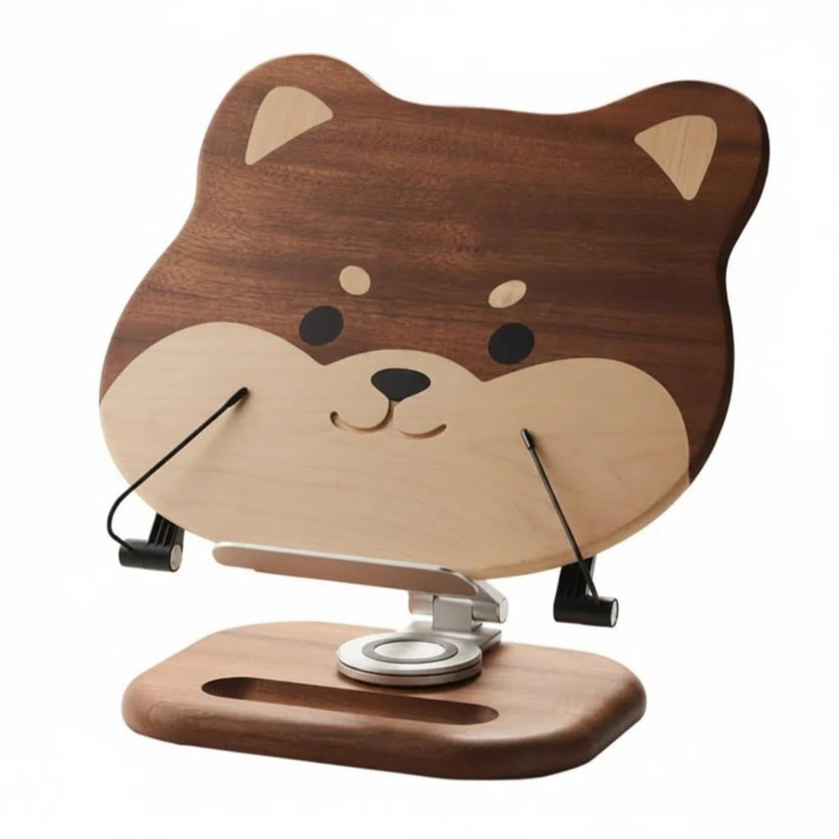 Leggìo per Bambini Supporto Libro Stand Porta Libri Porta Tablet in Legno con Vassoio Integrato Fermapagine E Braccio in Alluminio Base Rotante