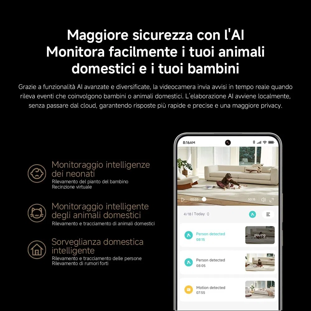 Xiaomi Smart Camera C701 (Videocamera di sorveglianza), 4K Ultra HD, visione a 360°, conversazione bidirezionale, visione notturna a infrarossi, Wi-Fi 6 dual-band