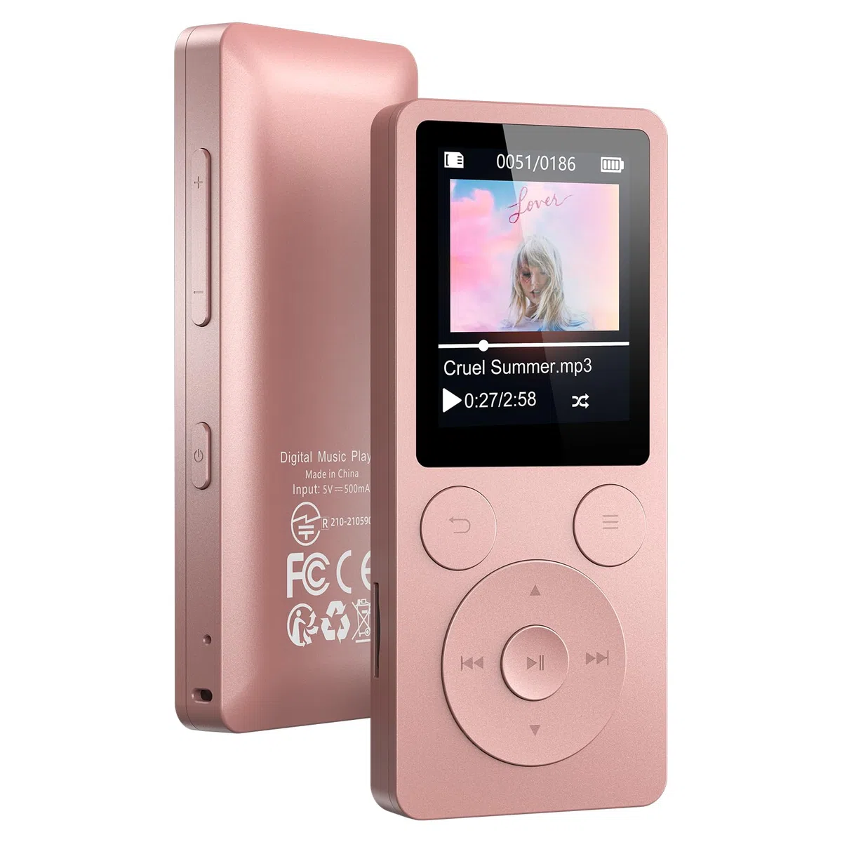 32GB Lettore MP3 Bluetooth 5.3 & Altoparlante – Aggiornamento con Tasti Fisici (Indietro, Menu, Volume), Solo 37g con Cuffie, Radio FM, Registratore Vocale, Design Mini, Espandibile fino a 128GB
