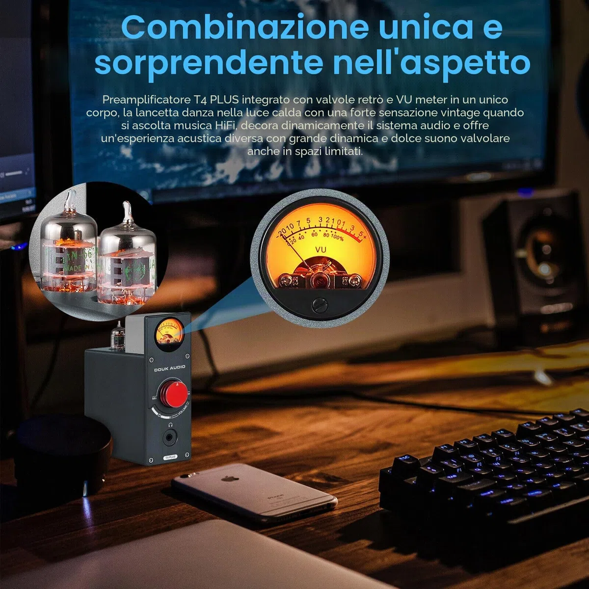 Nobsound Douk Audio JAN5654 T4 PLUS HiFi Tubo valvola preamplificatore phono MM/MC per giradischi mini preamplificatore stereo cuffie amplificatore con contatore VU
