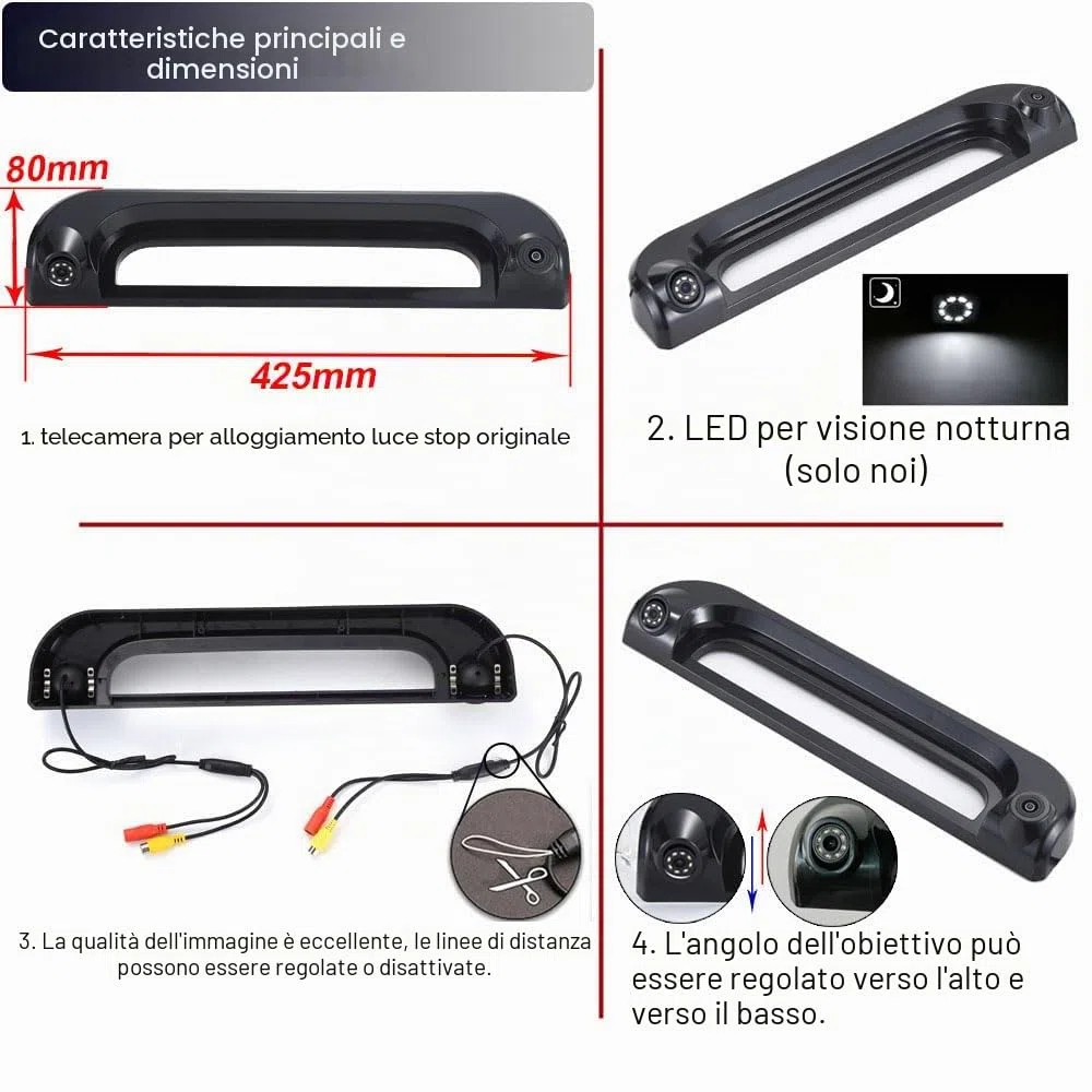 Telecamera posteriore super grandangolare HD doppia telecamera di parcheggio per Citroen Jumper/Fiat Ducato E-Ducato Maxi Van L3H2/VAN WEZEL/Opel Movano/Peugeot Boxer