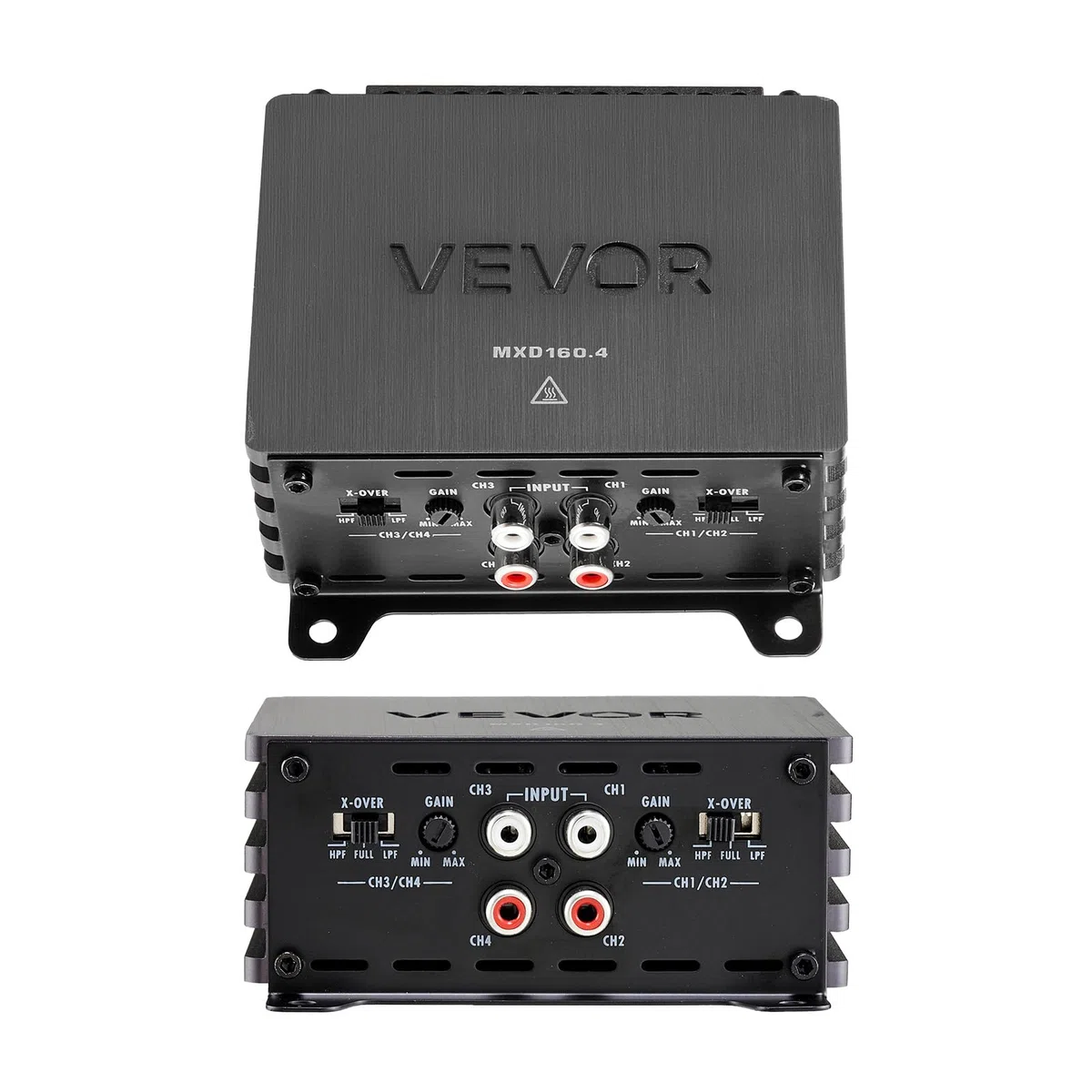 VEVOR Amplificatore Audio per Auto a 4 Canali Amplificatore a Ponte di Classe D max. 4x110 W a 4 Ohm/4x160 W a 2 Ohm, Tensione Nominale 14,4V CC Larghezza di Banda 10 Hz-30 kHz per Veicoli SUV