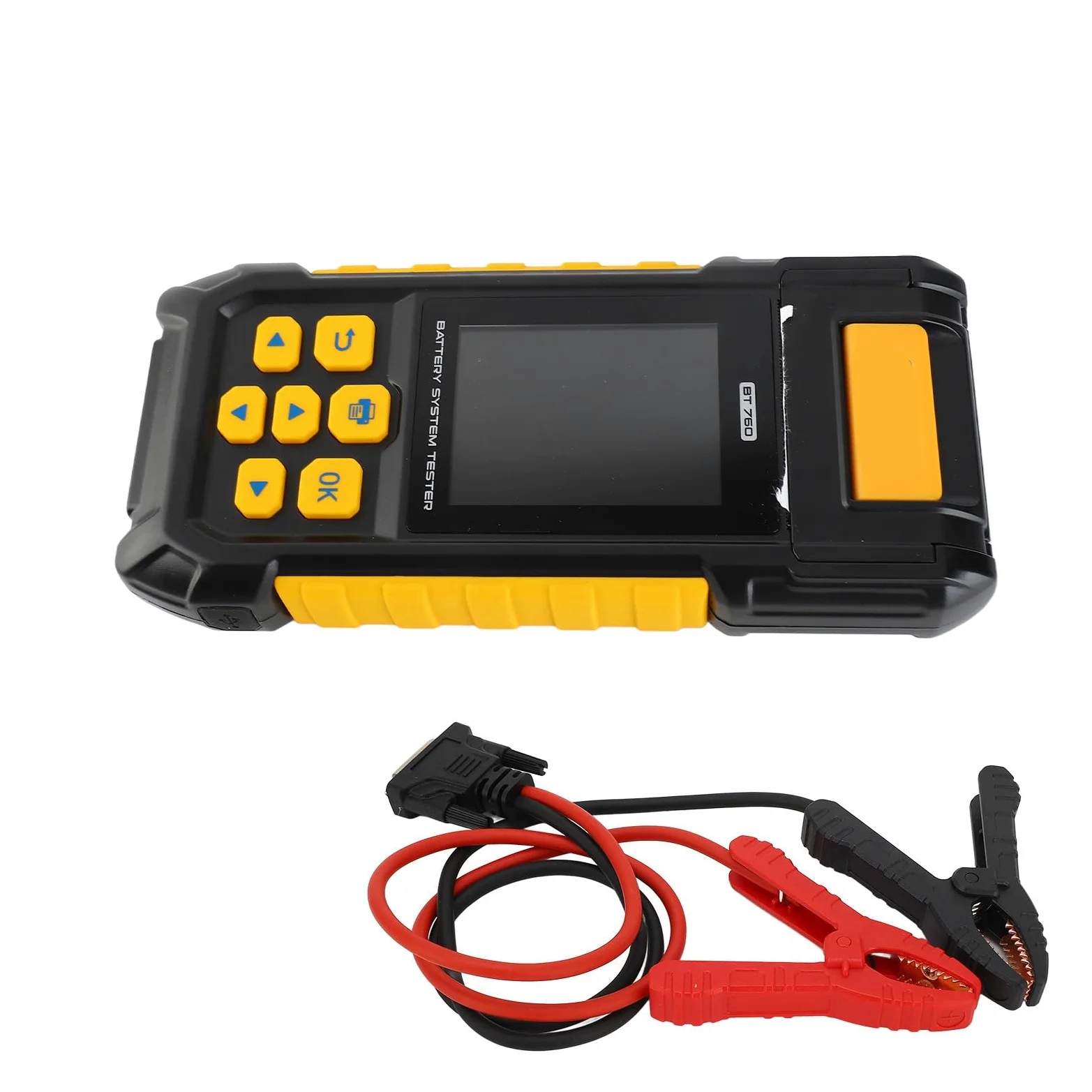 Tester Batteria Auto 12V, Analizzatore Batteria Digitale Auto con Stampante Integrata, per Batterie Al Gel AGM Normali, Supporto Multilingue, capacità di Carico 100-3000 CCA