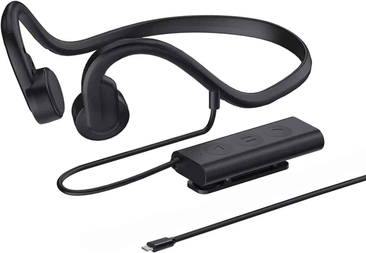 Cuffie condutturate ossee cablate, Auricolari Auricolari Aperti con Microfono, IP68 Resistente al Sudore per la Gestione della Palestra da Trekking da Allenamento in Bicicletta,Type c