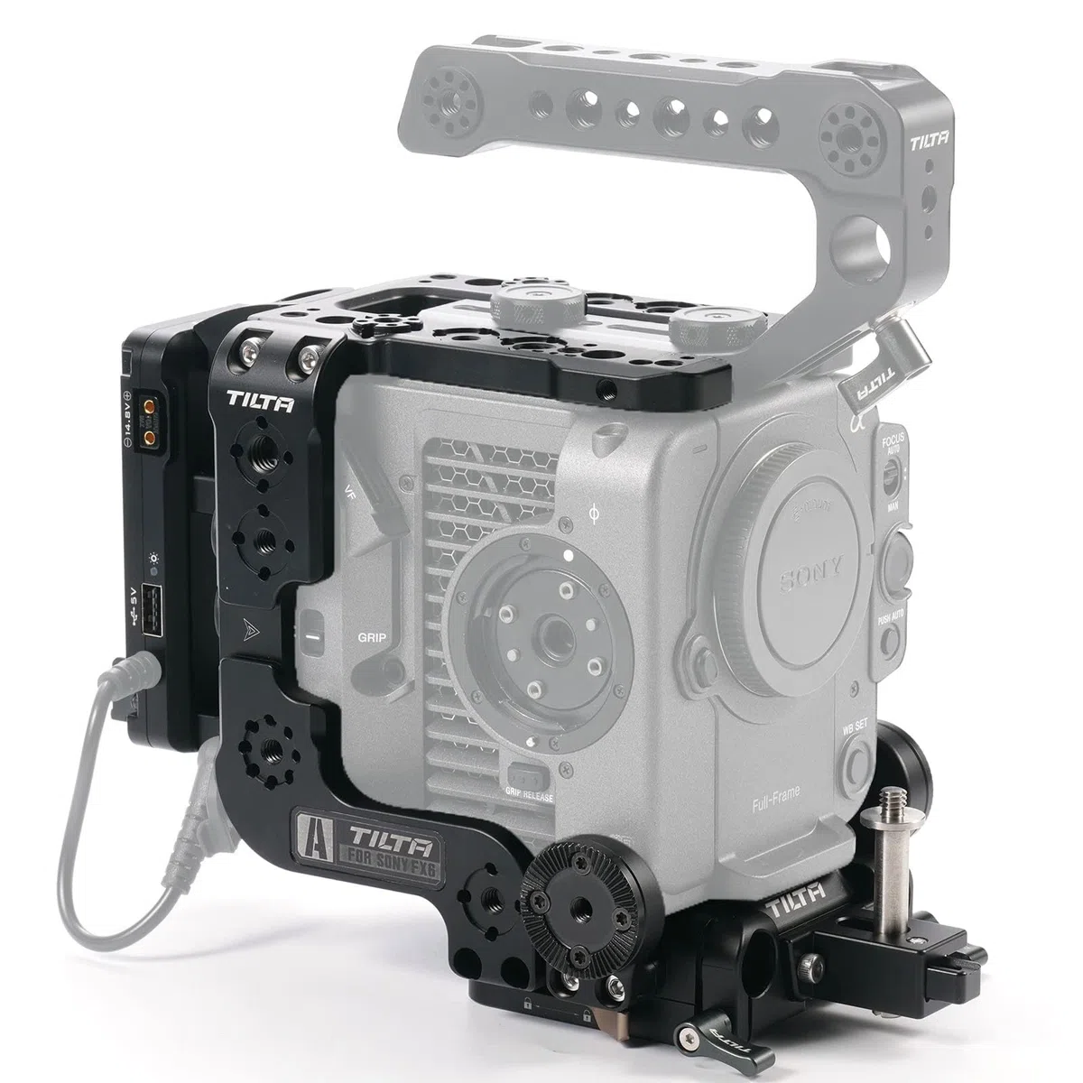 Tilta FX6 Cage, gabbia per fotocamera compatibile con Sony FX6 V-Mount Advanced Kit Gabbia per il cinema con piastra di base a sgancio rapido e piastra per batteria V-Mount ES-T20-B-V | Include Piastra Base Sgancio Rapido, Piastra Batteria V-Mount, Piastr