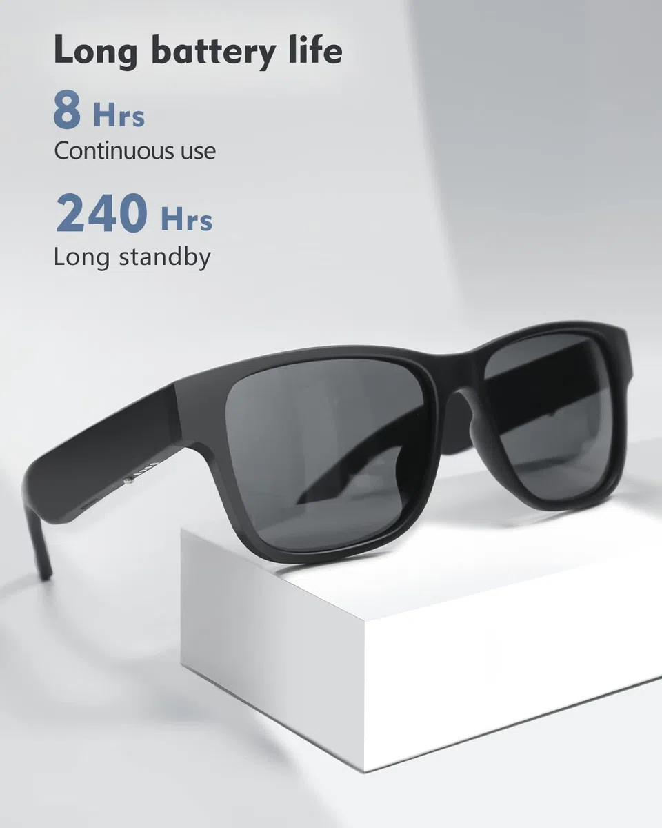 RUIMEN Occhiali Smart da Sole Bluetooth Audio Uomo Donna, con Microfono per Android iOS Chiamate Ciclismo Sport Anti UV Assistente Vocale Impermeabile