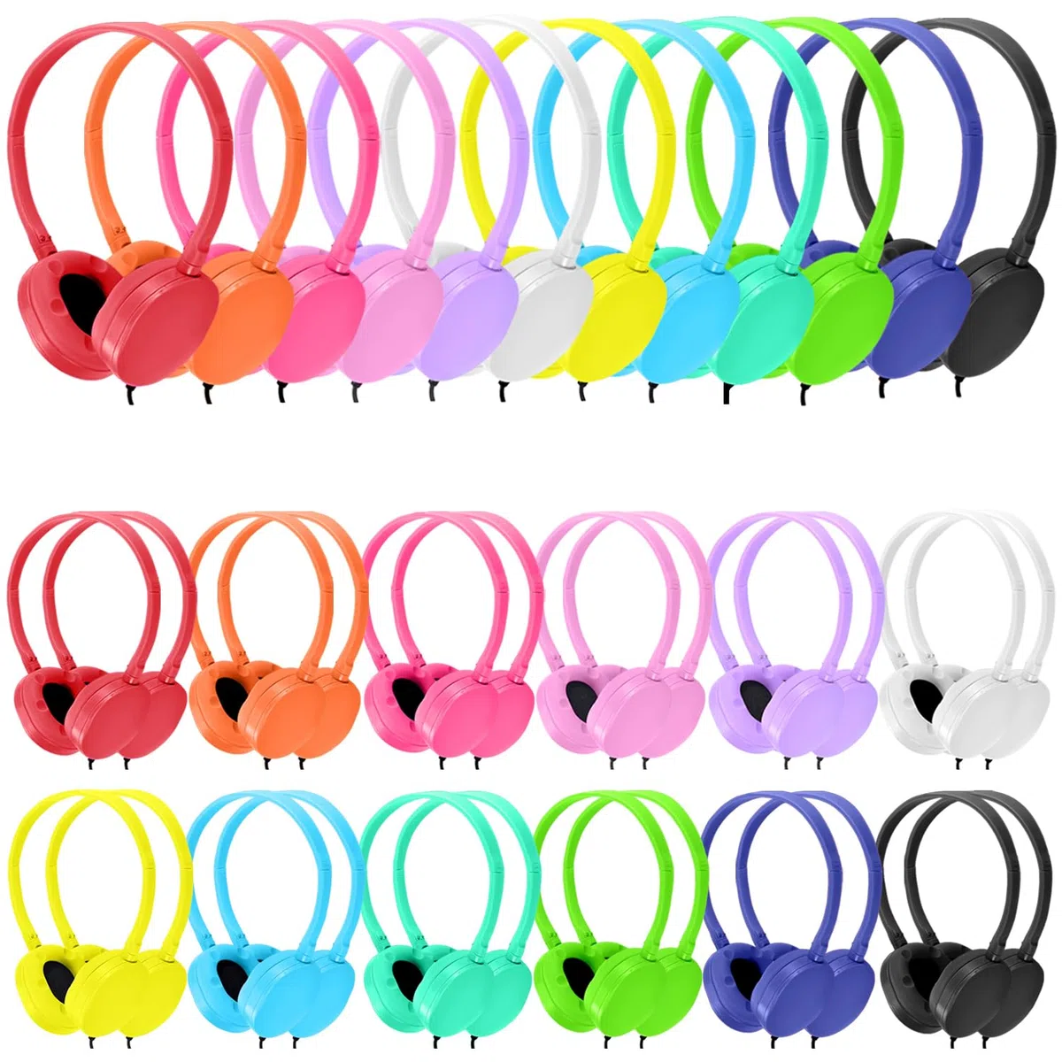 Cuffie per bambini, confezione da 100 cuffie per aule scolastiche, studenti, adolescenti, bambini, regalo e adulti, cuffie cablate regolabili per aule (multicolore)