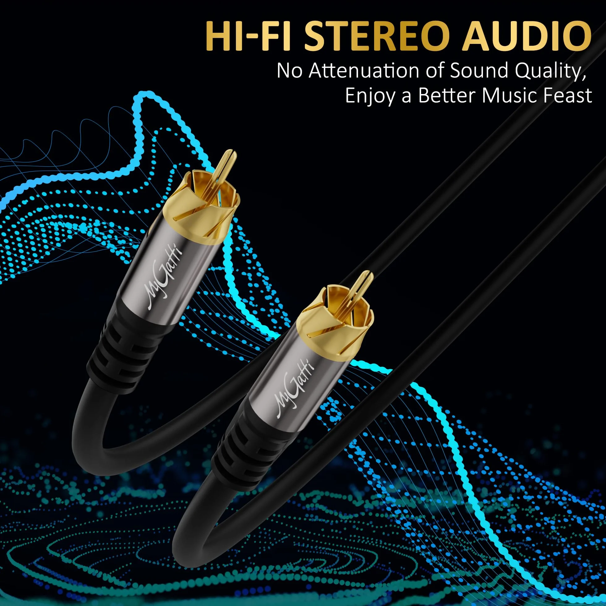 Cavo subwoofer 20 m,cavo RCA a RCA,doppia schermatura S/PDIF cavi Cinch coassiale digitale,per home theater,HDTV,subwoofer,sistema Hi-Fi,amplificatore,rame stagnato, +5 fascette