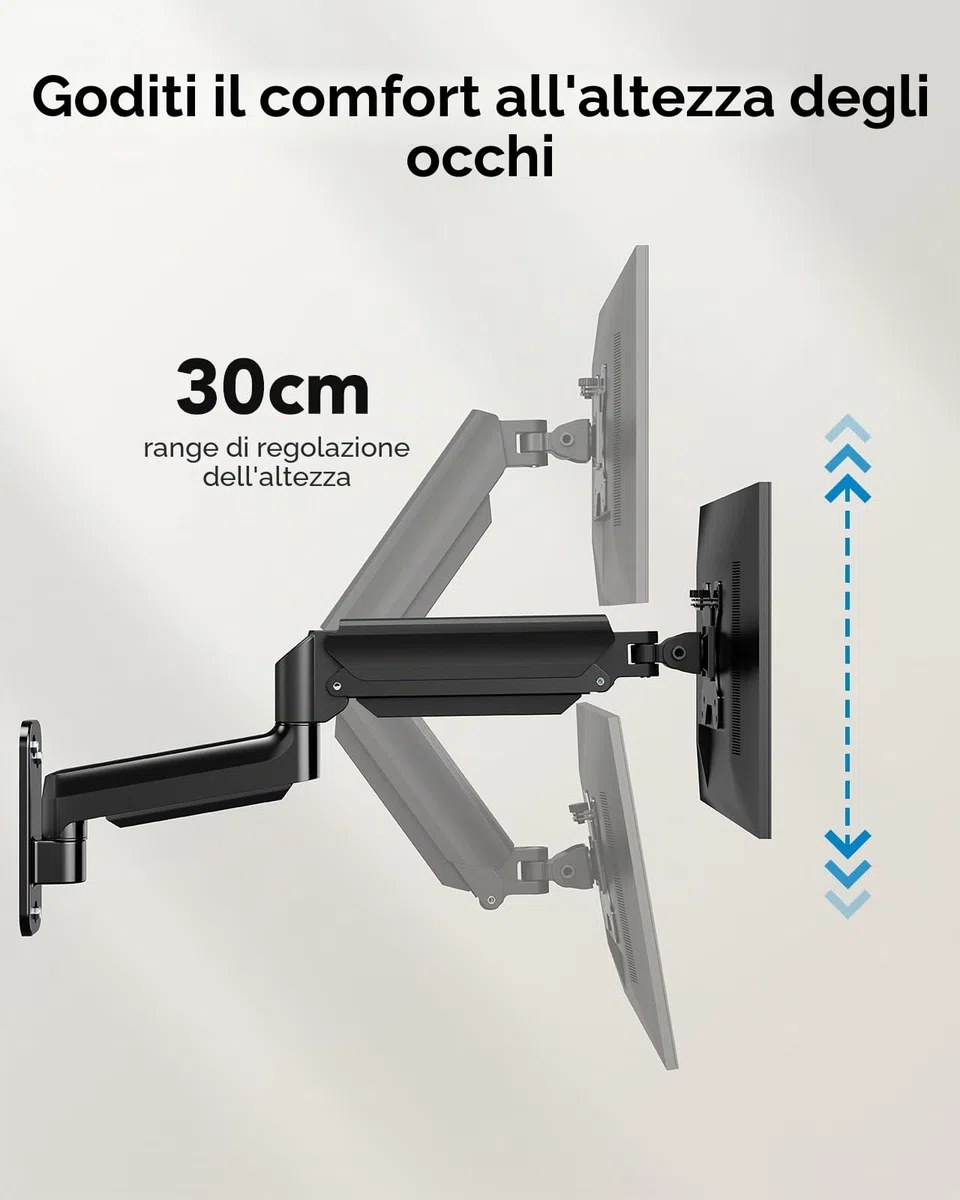 HUANUO Supporto da Parete per Schermi Ultra-Large da 24"-35", Supporto per Schermo PC da Parete a Movimento Completo, Supporto da Parete per Monitor, VESA 75/100/200mm, Capacità di Carico