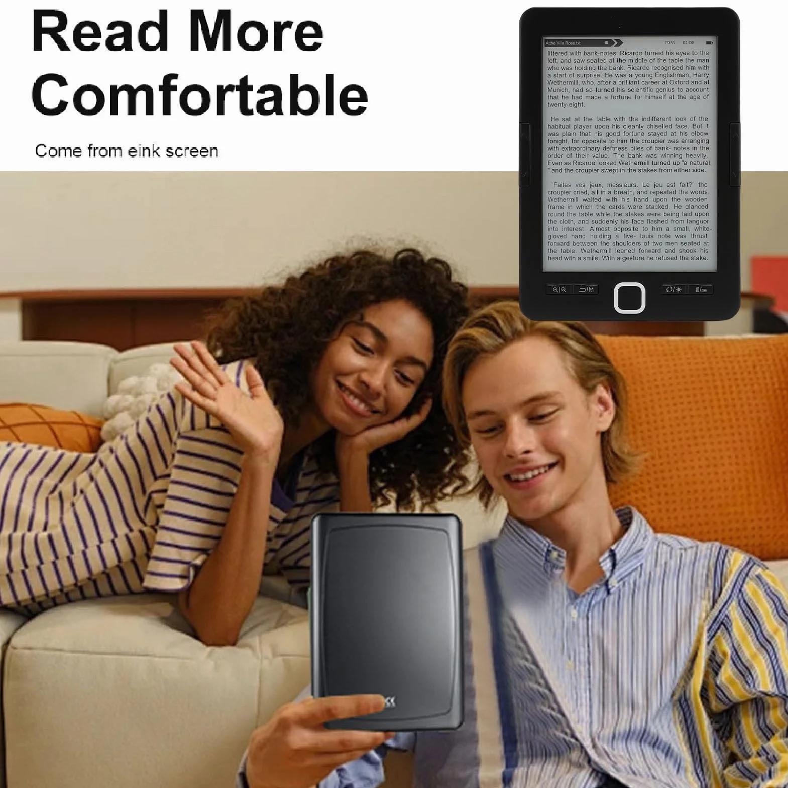 Annadue EBOOK Reader Digital Book Reader da 6 Pollici Schermo Regolabile Font Ademblely Technology 8 GB Support Supports Testo Che Evidenzia Audiolibri con più Formato