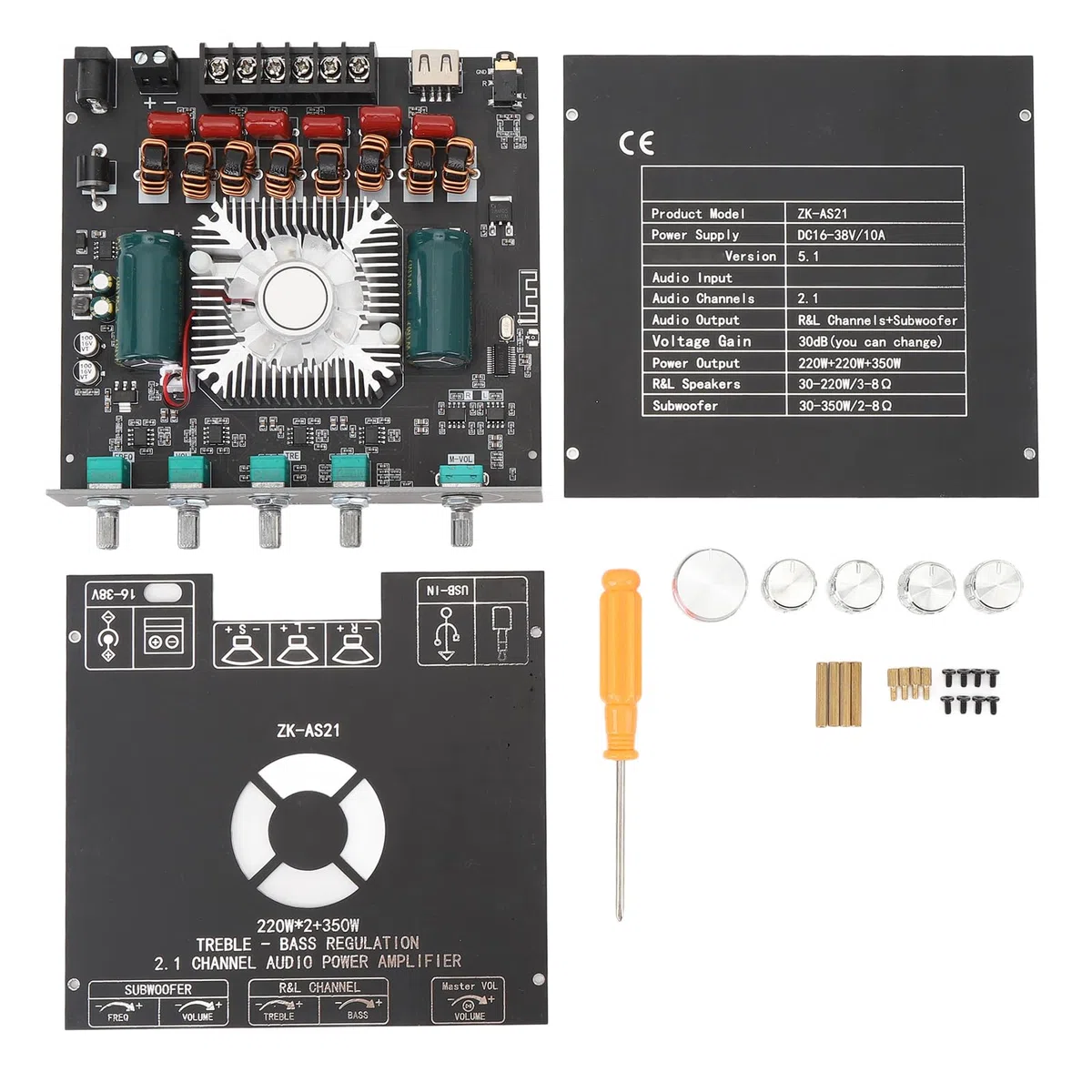 KIMISS 2.1 Modulo di Amplificatore di Potenza del Canale 220WX2 e 350W TPA3255 Amplificatore con Controllo delle App per Altoparlanti Fai -da -te