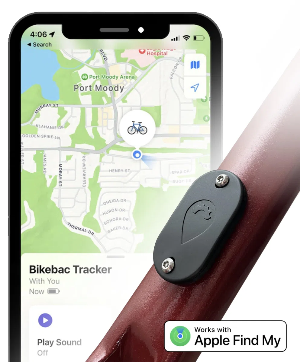 Bikebac Localizzatore per bicicletta, funziona con Apple Find My, impermeabile, batteria da 12 mesi in su, non richiede Airtag