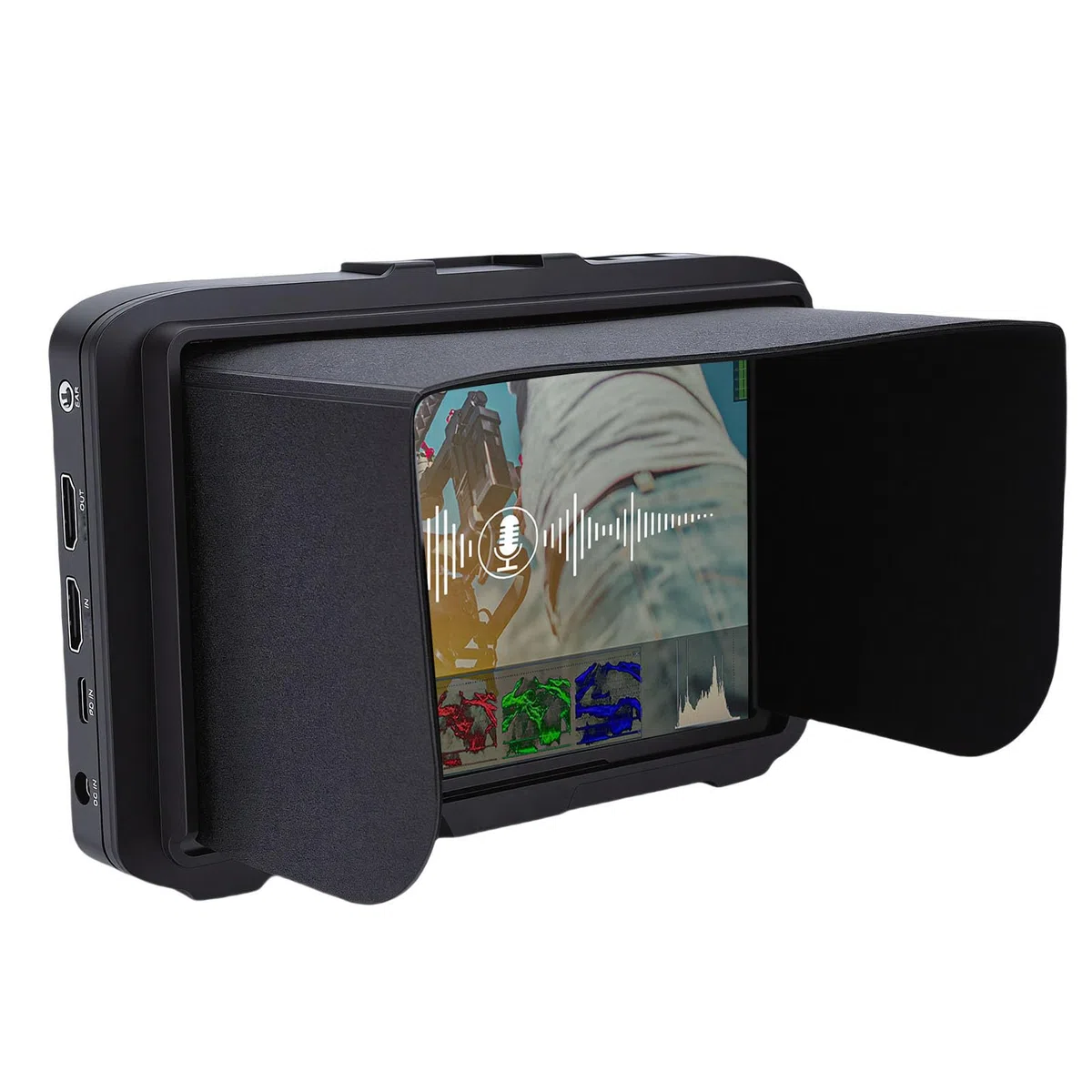 Jectse Display da 7 Pollici per Fotocamera, Risoluzione FHD 1920x1200, Ingresso/uscita 2.0 4K con Controllo Vocale e Parasole, per Fotografia e Video professionali.