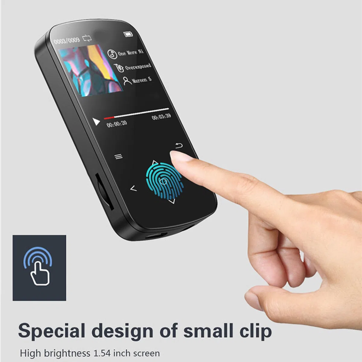 Goshyda Lettore MP3 da 64 GB, Lettore Musicale Portatile HiFi Bluetooth | Schermo da 1,54 Pollici, Supporto per la Lettura di Libri Elettronici, con Auricolari Cablati, per Esercizi di Viaggio