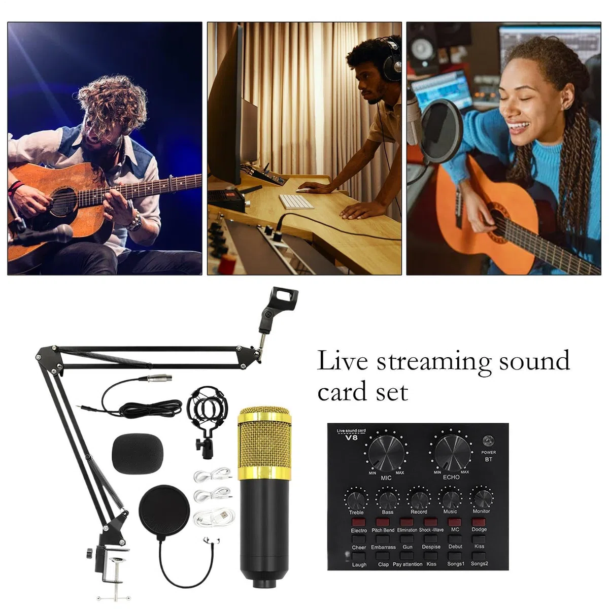 Attrezzatura Per Live Streaming Facile da Usare, Scheda Audio, Kit Audio, | Multiuso Kit Microfono Facile Per Streaming, Da Studio Di Registrazione Per Live