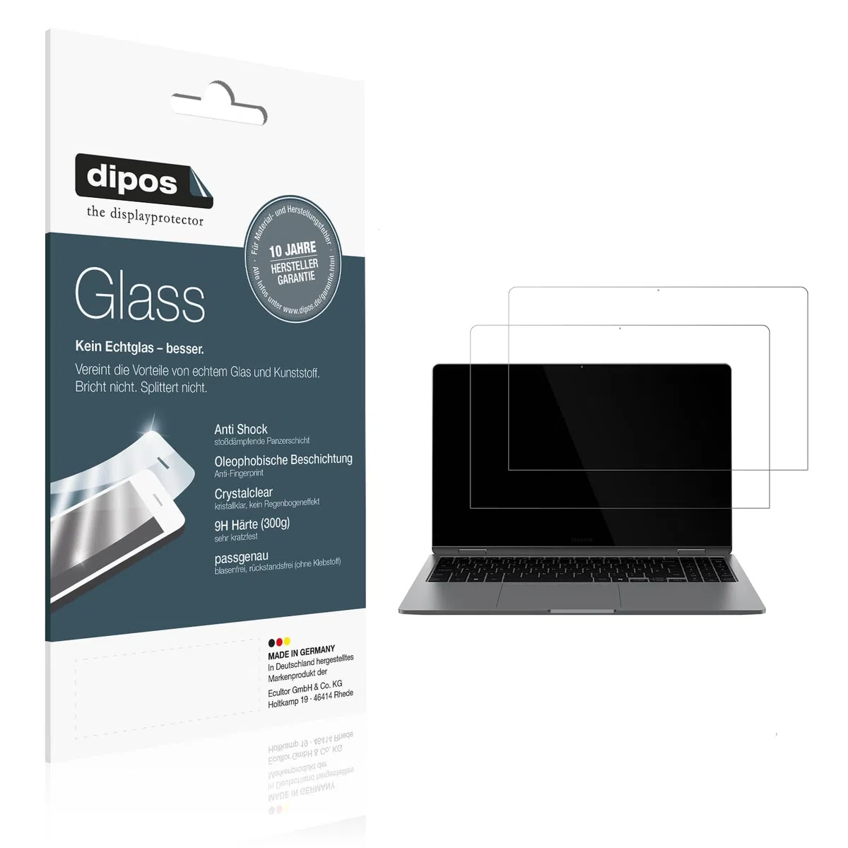dipos 2x Pellicola Protettiva 9H per Samsung Galaxy Book4 Edge 15.6 Zoll | Non si rompe e non si scheggia, non è vero vetro, Anti-Shock, si adatta perfettamente, antigraffio, senza bolle, autoadesiva