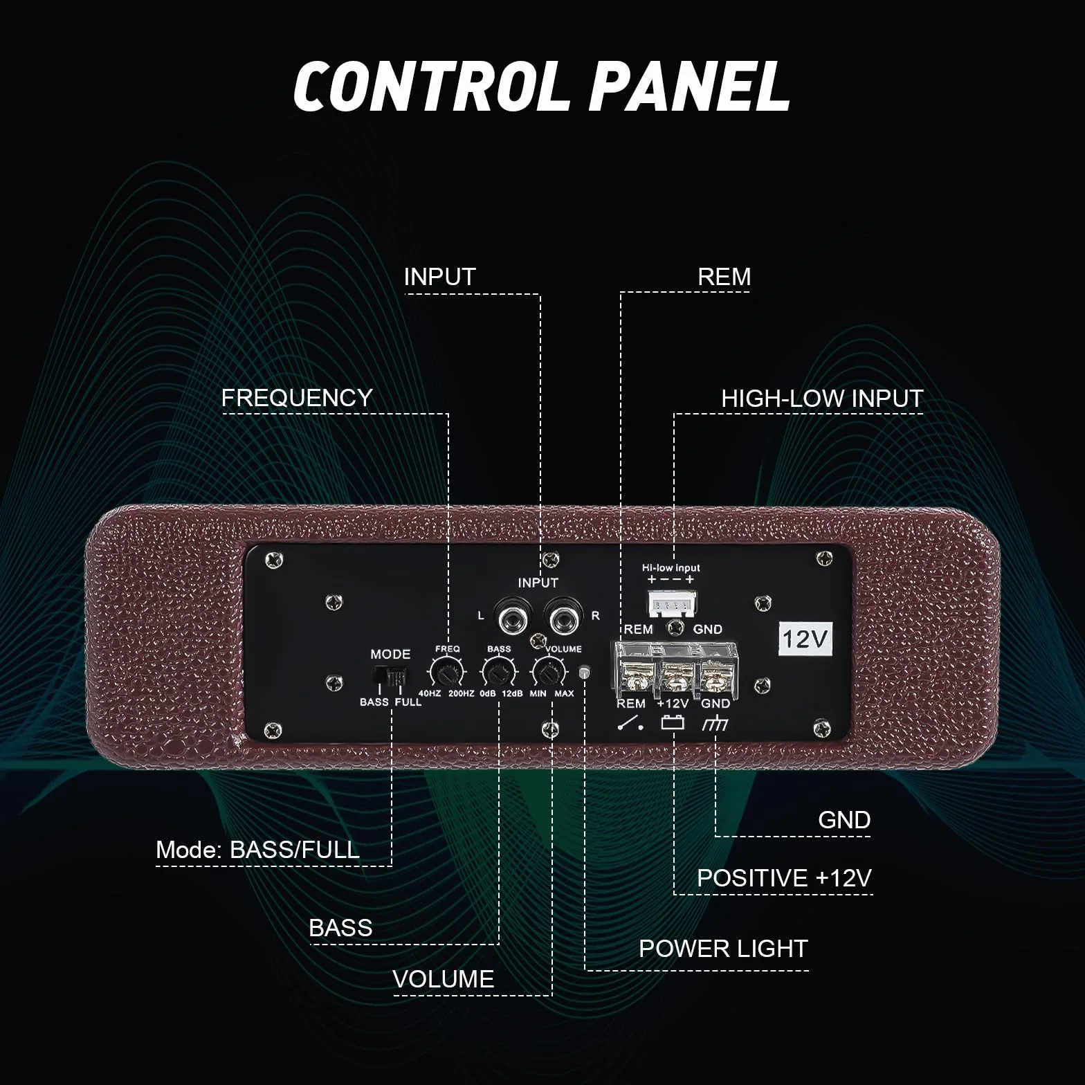 Subwoofer attivo per auto da 8 pollici con Bluetooth, ultra sottile sotto il sedile, potenza massima 600 W, solo 7,5 cm di spessore, amplificatore integrato per auto e camion, nero