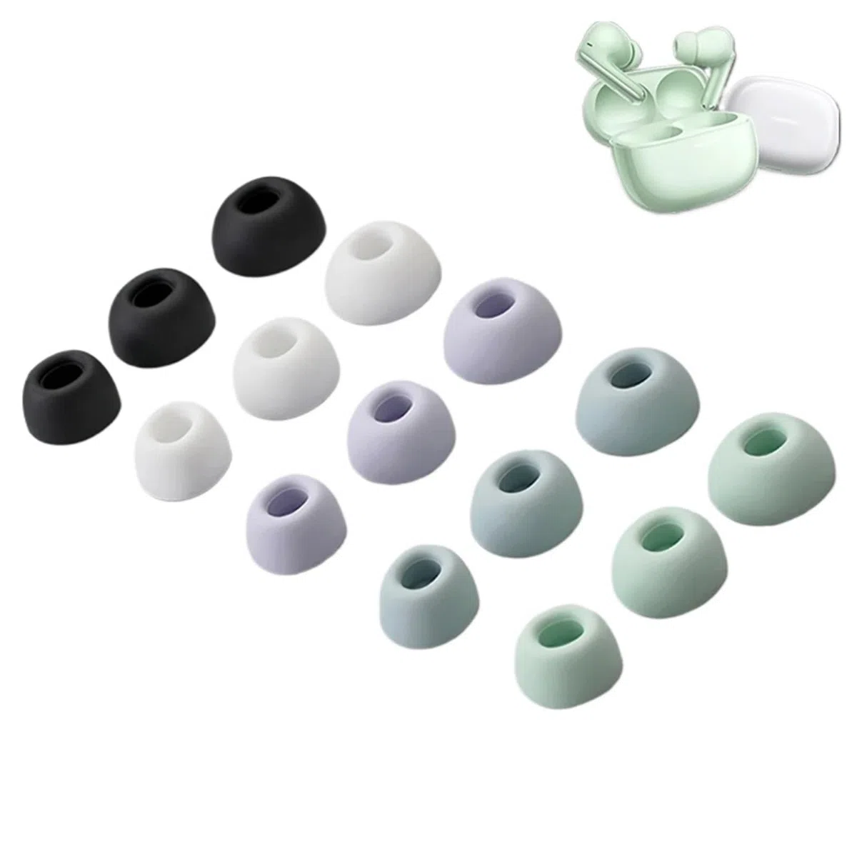 15 paia di gommini per auricolari, in silicone, senza fili, per cuffie (viola, L, 15 paia)