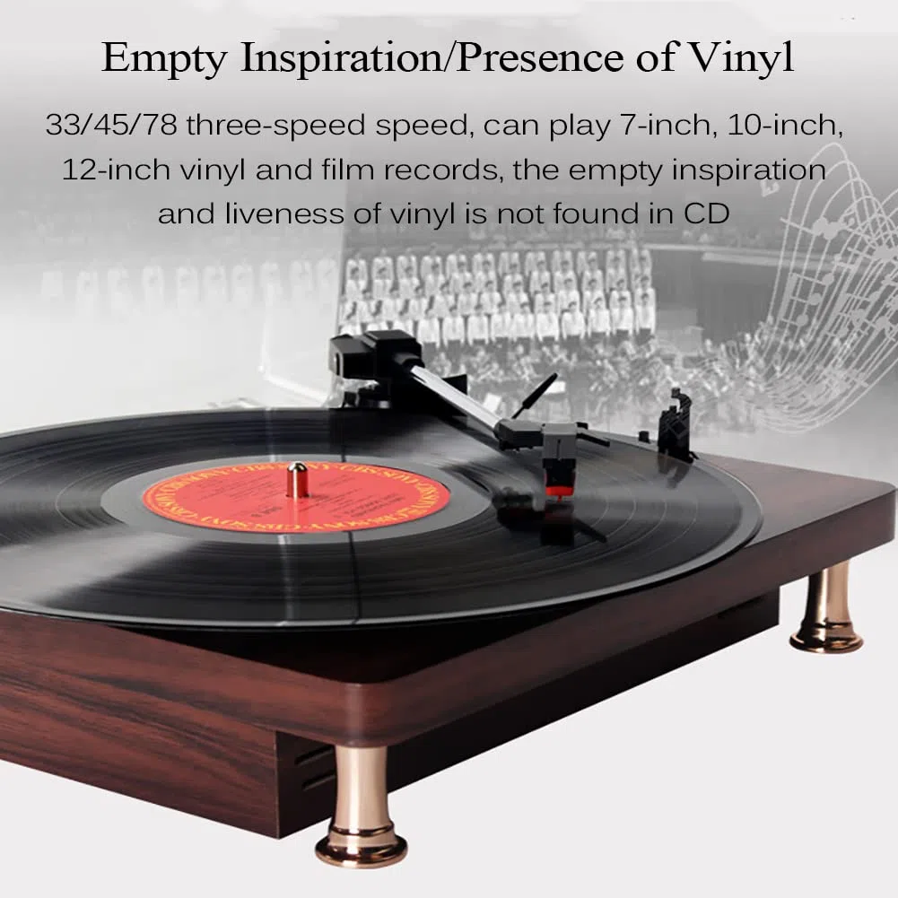 Giradischi Grammofono Bluetooth Giradischi a 3 velocità Altoparlanti stereo integrati Ingresso Aux-in Uscita digitale USB Testina magnetica Adatta per dischi in vinile da 7" 10" 12" Suono nitido