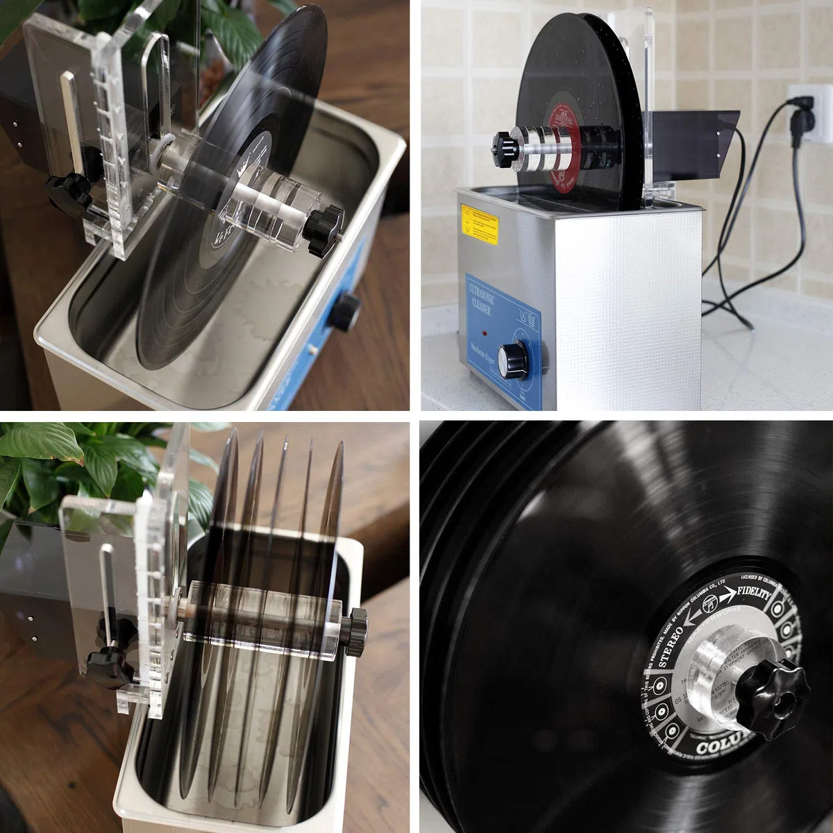 Macchina per la pulizia a ultrasuoni dei dischi in vinile, pulizia profonda con kit di 6 stendibiancheria, timer 0-20 minuti per un lavaggio e una manutenzione efficaci dei dischi