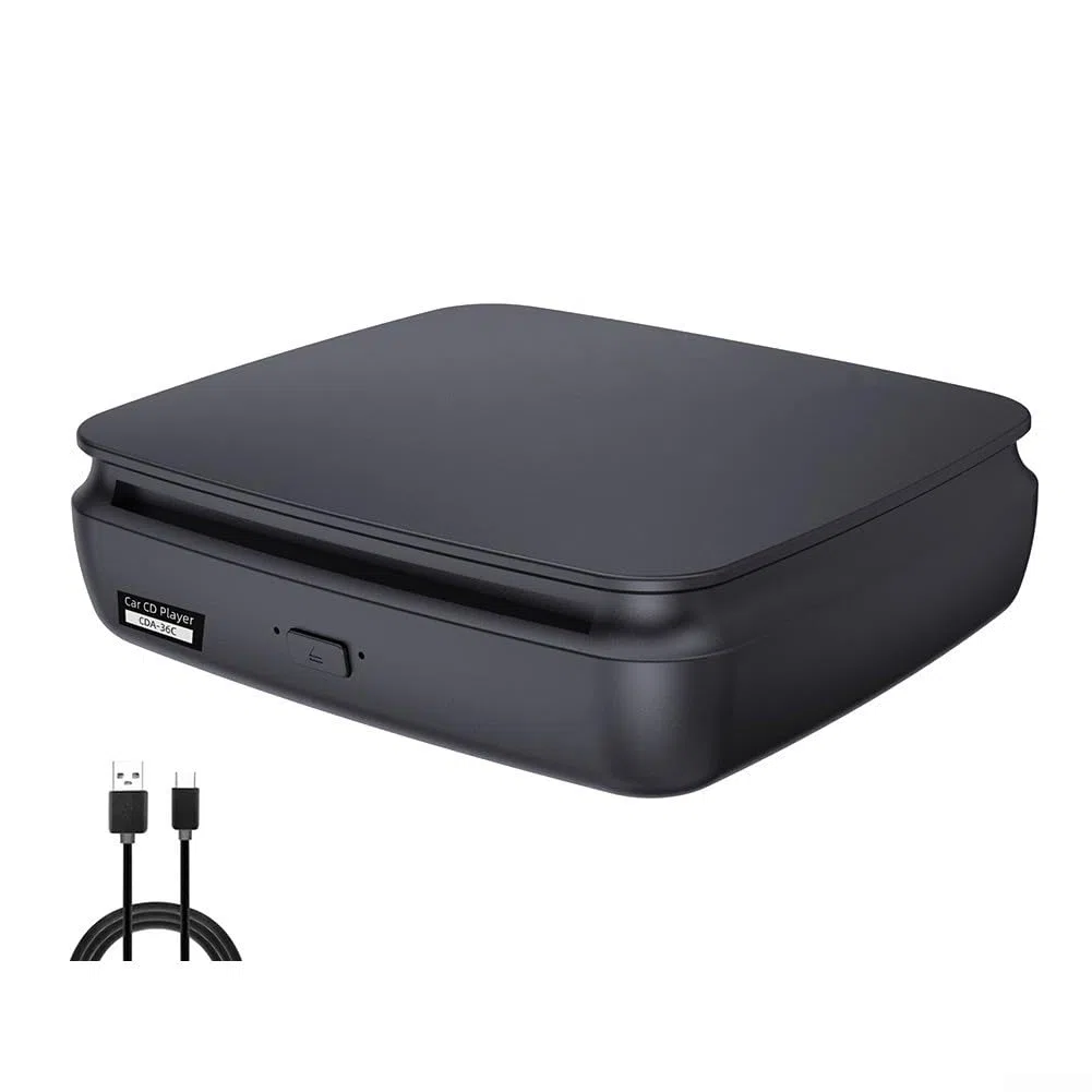 CD portatile per auto con lettore DVD con USB e, compatto disco esterno Musica, Play, ABS Build, finitura nera, uso domestico di viaggio