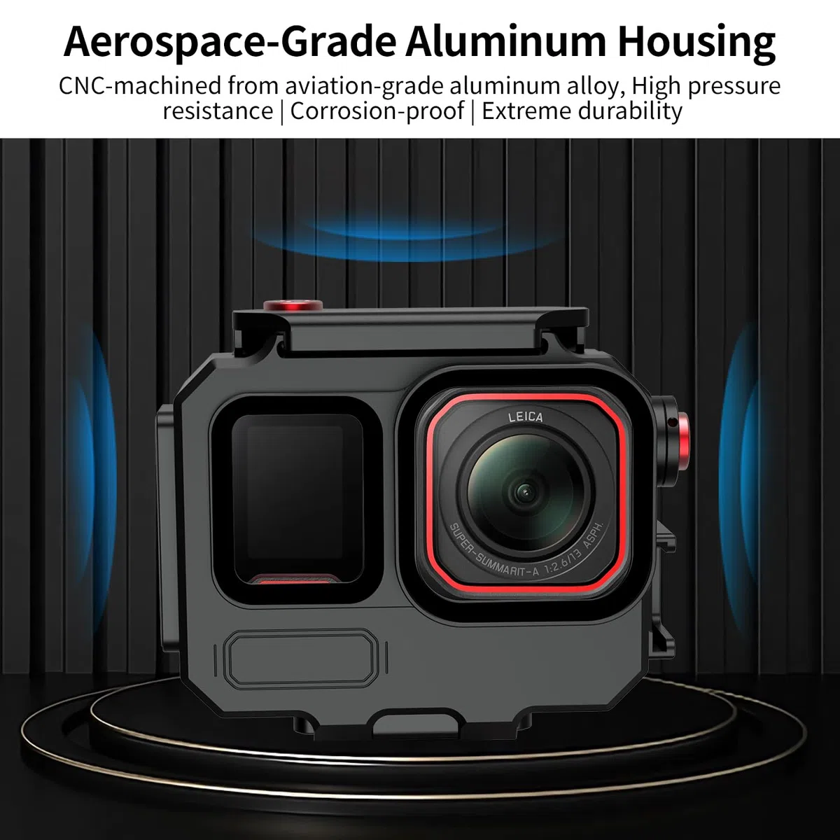 Custodia impermeabile in alluminio da 80 m per Ace Pro/Ace Pro 2, custodia per fotocamera con adattatore magnetico, custodia protettiva per fotocamera subacquea (solo custodia subacquea)