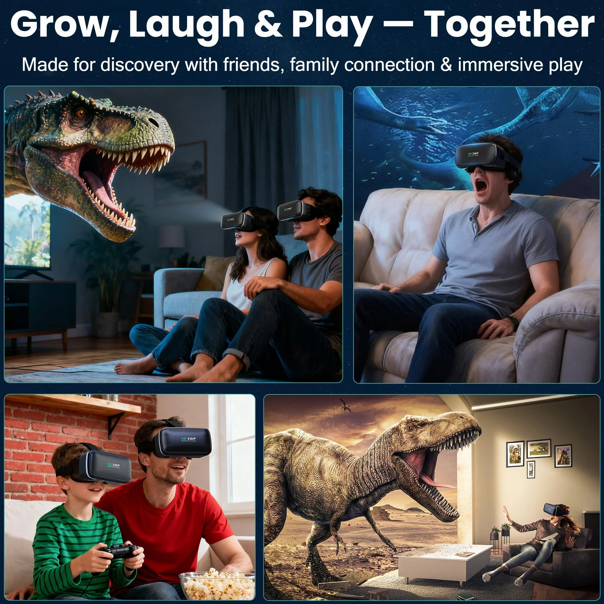 XWP Visore Realtà Virtuale Con Lenti HD Anti Luce Blu, Occhiali VR 3D Per Smartphone, Compatibile Con iPhone E Android (4,7–6,8"), Per Giochi VR E Film, Regalo Di Compleanno Per Amici E Famiglia