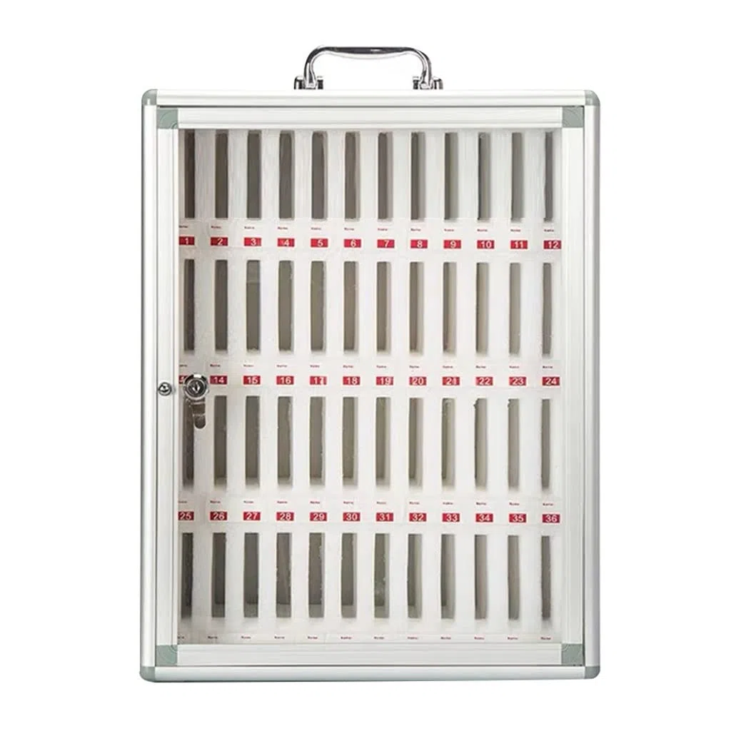 Scatola portaoggetti per Telefono Cellulare da 12-60 Slot, mobiletto portaoggetti in Lega di Alluminio, Scatola portaoggetti da Parete per Scuola, Fabbrica, Azienda (Argento-B, 24) (Argento
