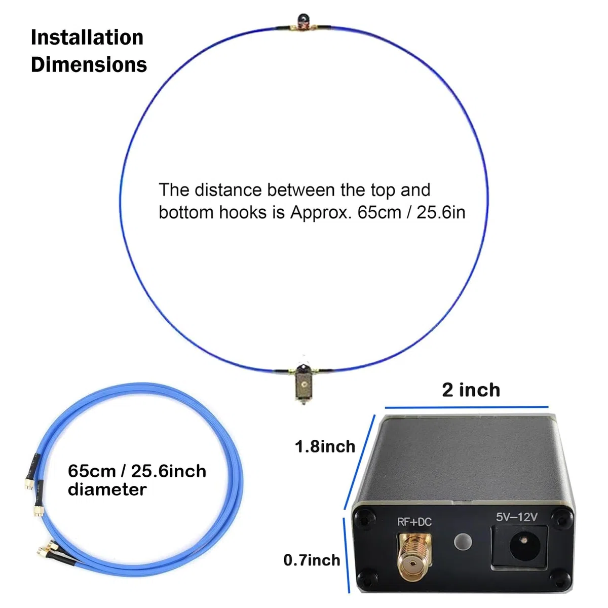 AURSINC Portable Active Loop Antenna - Antenna a onde corte 50 KHz-500 MHz HF AM FM VHF UHF Antenna di ricezione a loop magnetico per radio amatoriale (amplificatore migliorato)