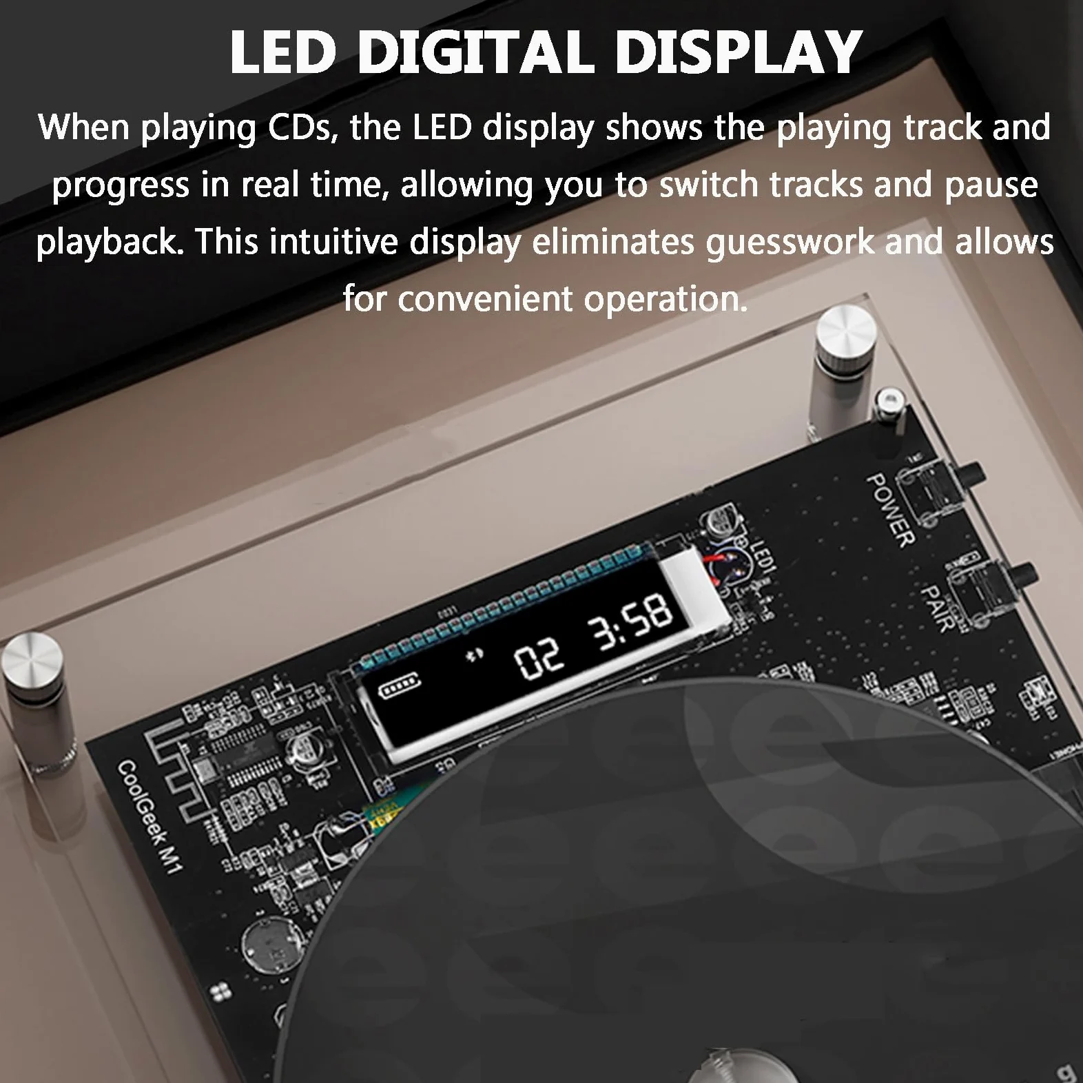 Lettore CD montabile a parete, cornice musicale decorativa con display digitale a LED, doppia modalità di riproduzione e telecomando per casa, ufficio e corridoio decorazione da parete