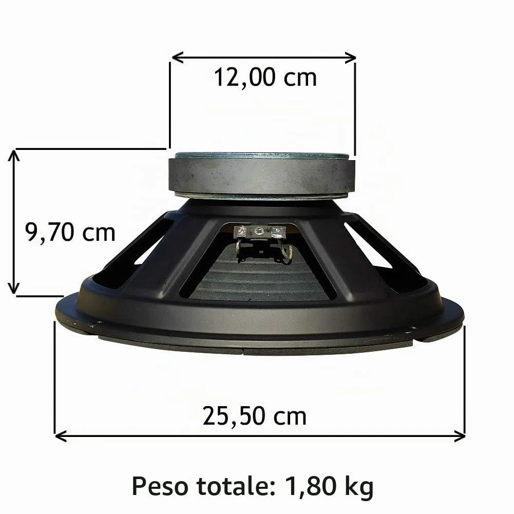 MASTER AUDIO 1 WOOFER CW1001/8 altoparlante diffusore da 25,00 cm 250 mm 10" diametro da 220 watt rms 440 watt max 8 ohm per casa 90 db spl, 1 pezzo