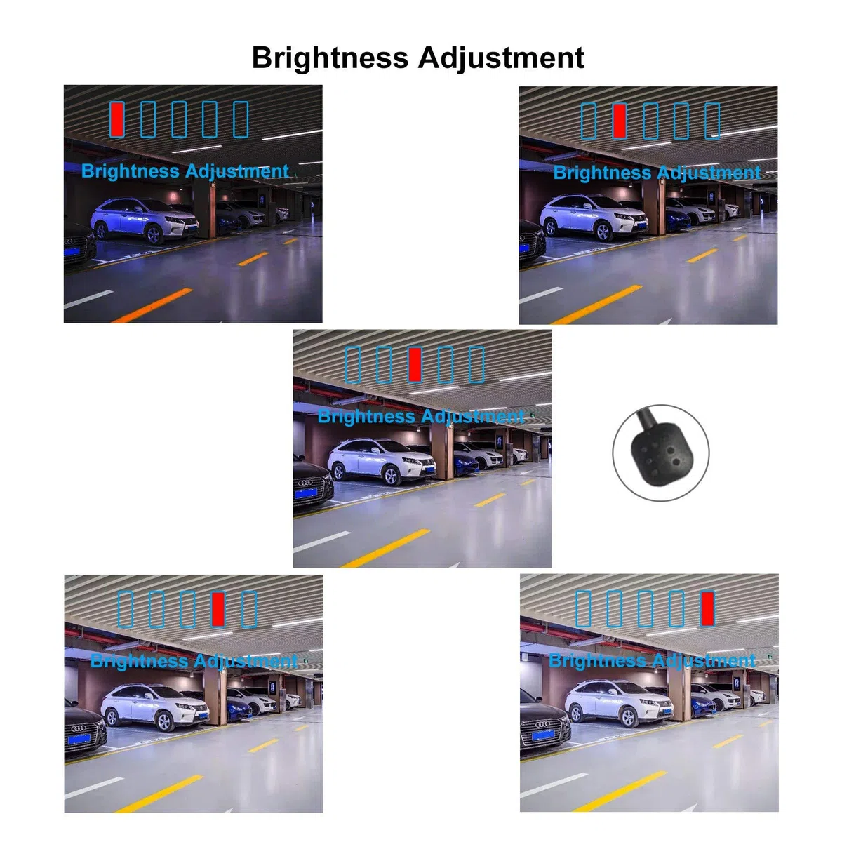 PARKVISION Telecamera di Retromarcia Auto 12-24V con Telecomando – Doppia Vista Anteriore/Posteriore, 5 Livelli Luminosità, Linee Parcheggio Opzionali, Montaggio Regolabile
