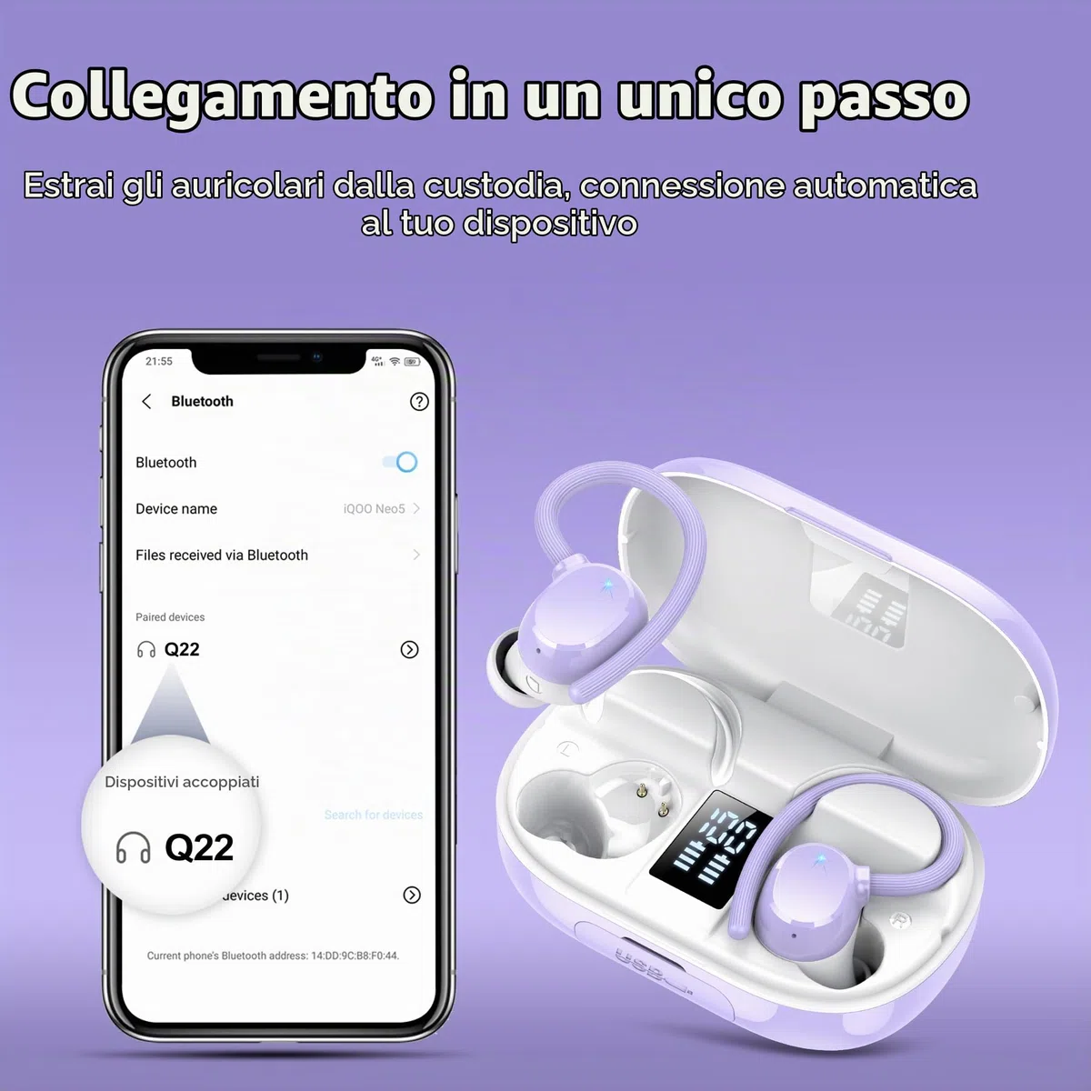Cuffie Bluetooth Sport, Auricolari Bluetooth 5.3 con 128 Ore HiFi Stereo Cuffie Wireless con 4 ENC Mic, Cancellazione Rumore, IP7 Impermeabile Cuffiette, Cuffie Senza Fili per Running/Palestra