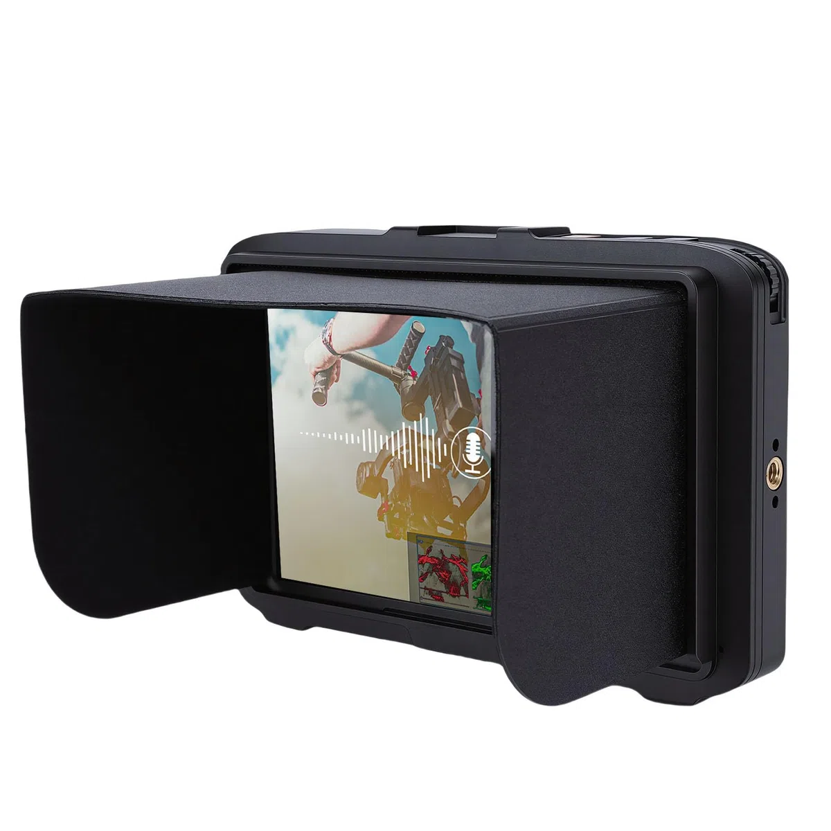 Jectse Display da 7 Pollici per Fotocamera, Risoluzione FHD 1920x1200, Ingresso/uscita 2.0 4K con Controllo Vocale e Parasole, per Fotografia e Video professionali.