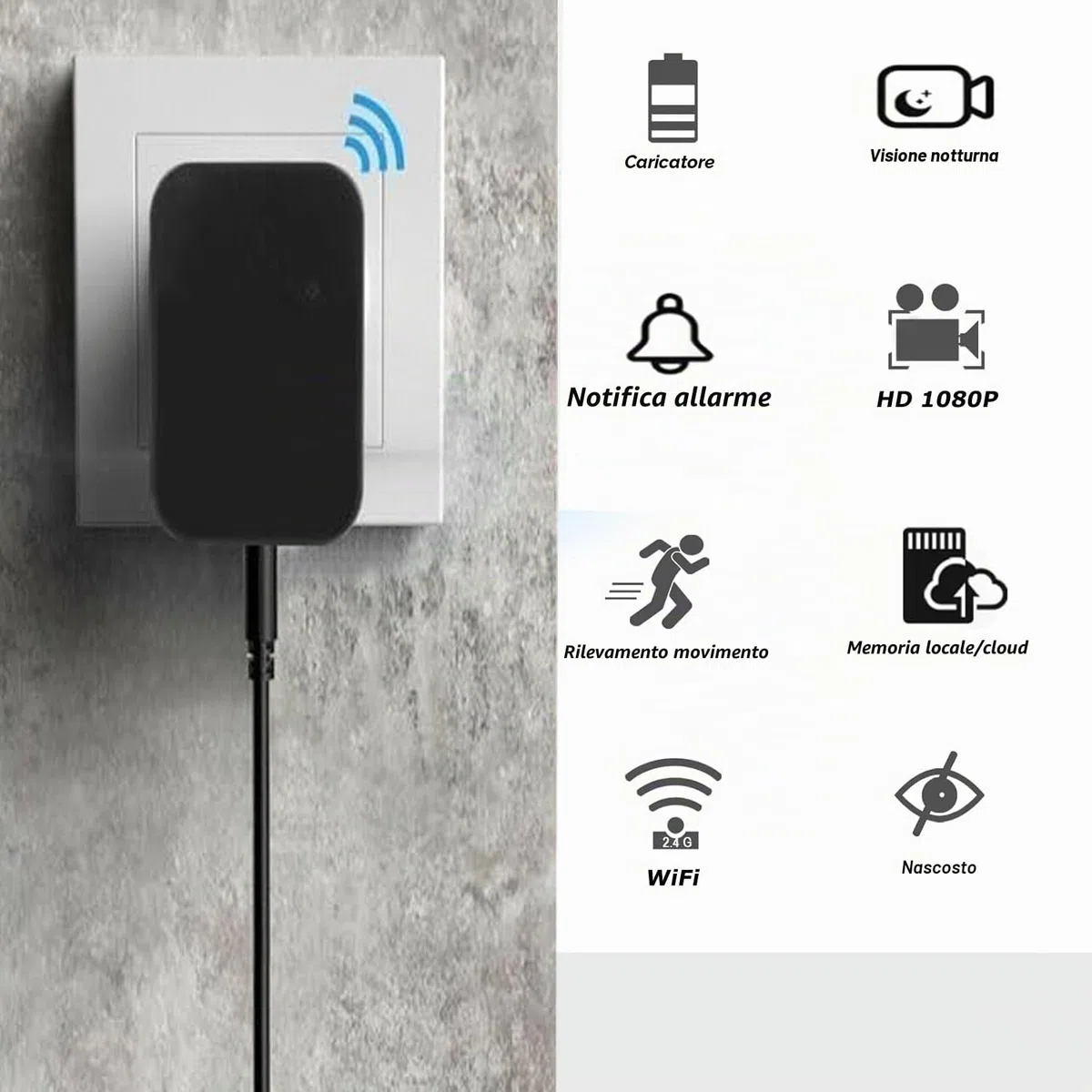 SHMIZZ Mini Telecamera Spia Nascosta, Mini Cámara Espía Oculta Camuflada WiFi 1080P USB Cargador Interior Spy Camaras Sorveglianza Con Rilevazione Di Movimento, Visione Notturna
