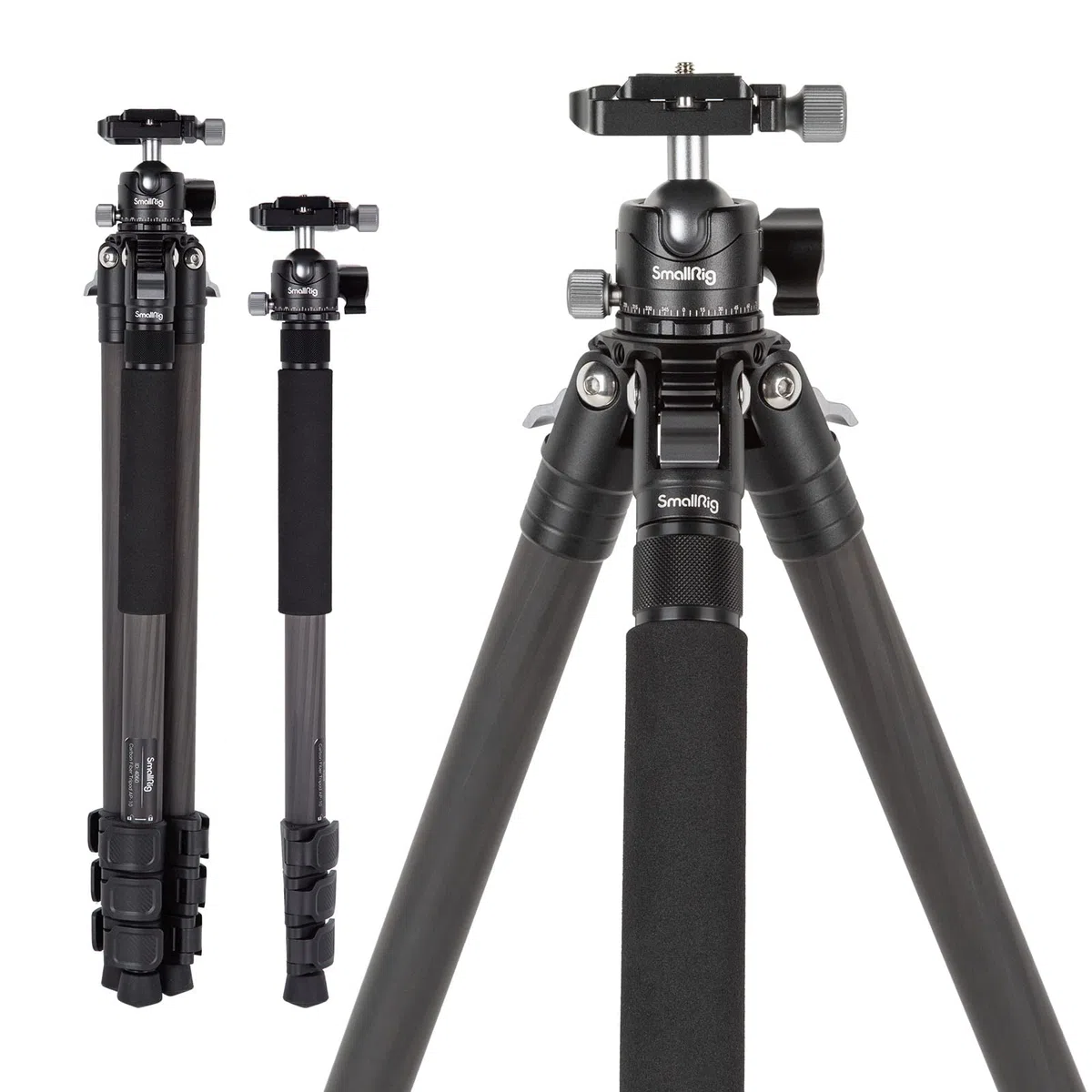 SMALLRIG Treppiede Leggero e Compatto in Fibra di Carbonio con Monopiede Staccabile, Testa a Sfera a 360°, Piastra a Sgancio Rapido, Carico Utile Fino a 26,5 Libbre/12 kg - 4060